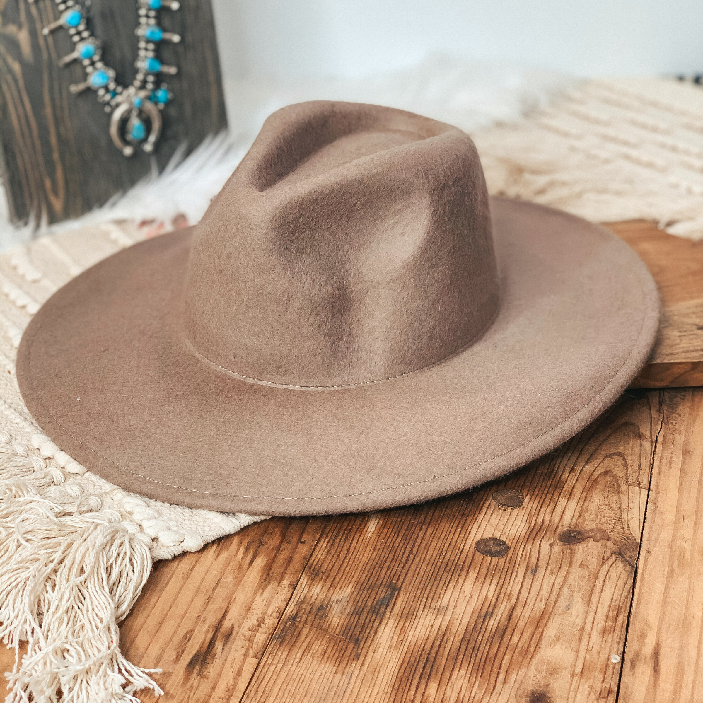 Amarillo Sky Classic Rancher Felt Hat in Khaki - Giddy Up Glamour Boutique