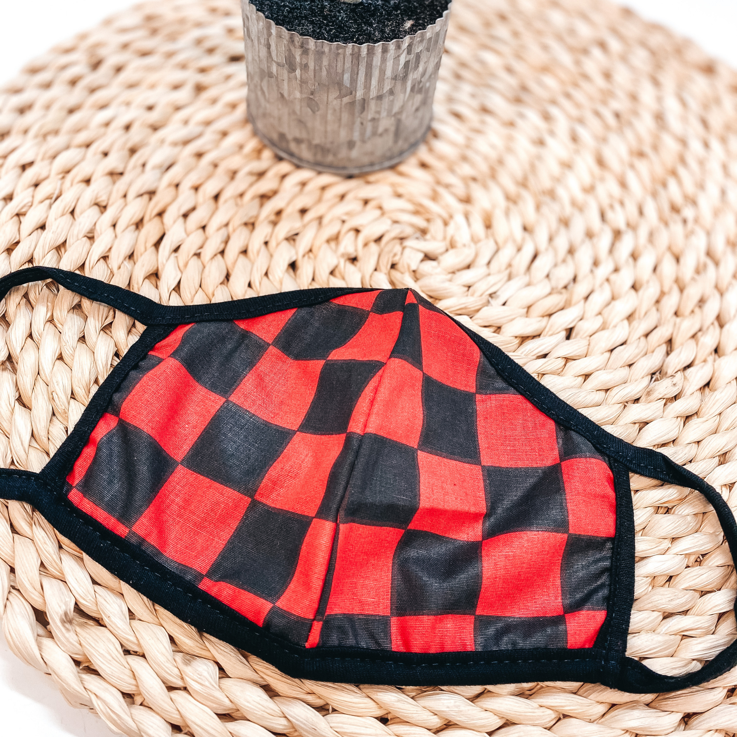 Can't Cover Style Cloth Face Covering in Red Checkered Print - Giddy Up Glamour Boutique