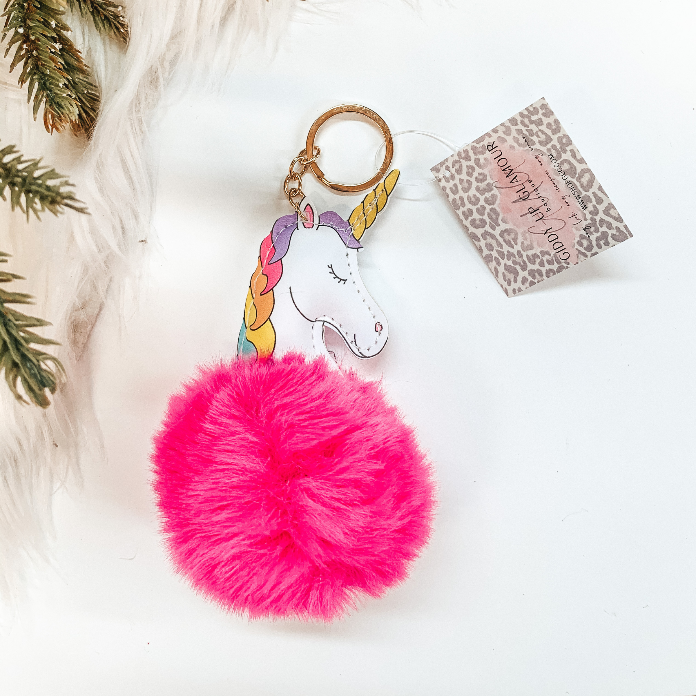 Buy 3 for $10 | Unicorn Puff Ball Keychain - Giddy Up Glamour Boutique