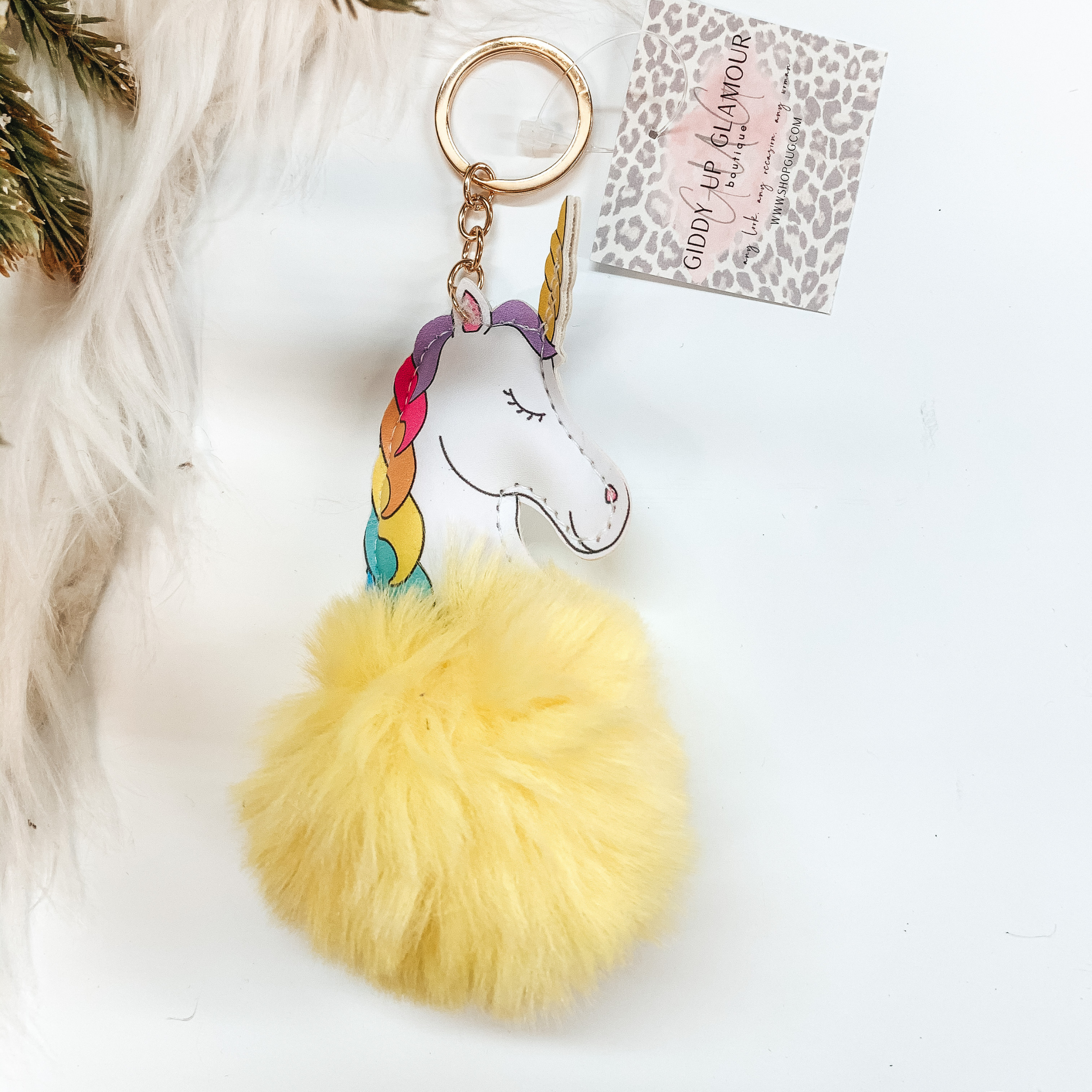 Buy 3 for $10 | Unicorn Puff Ball Keychain - Giddy Up Glamour Boutique