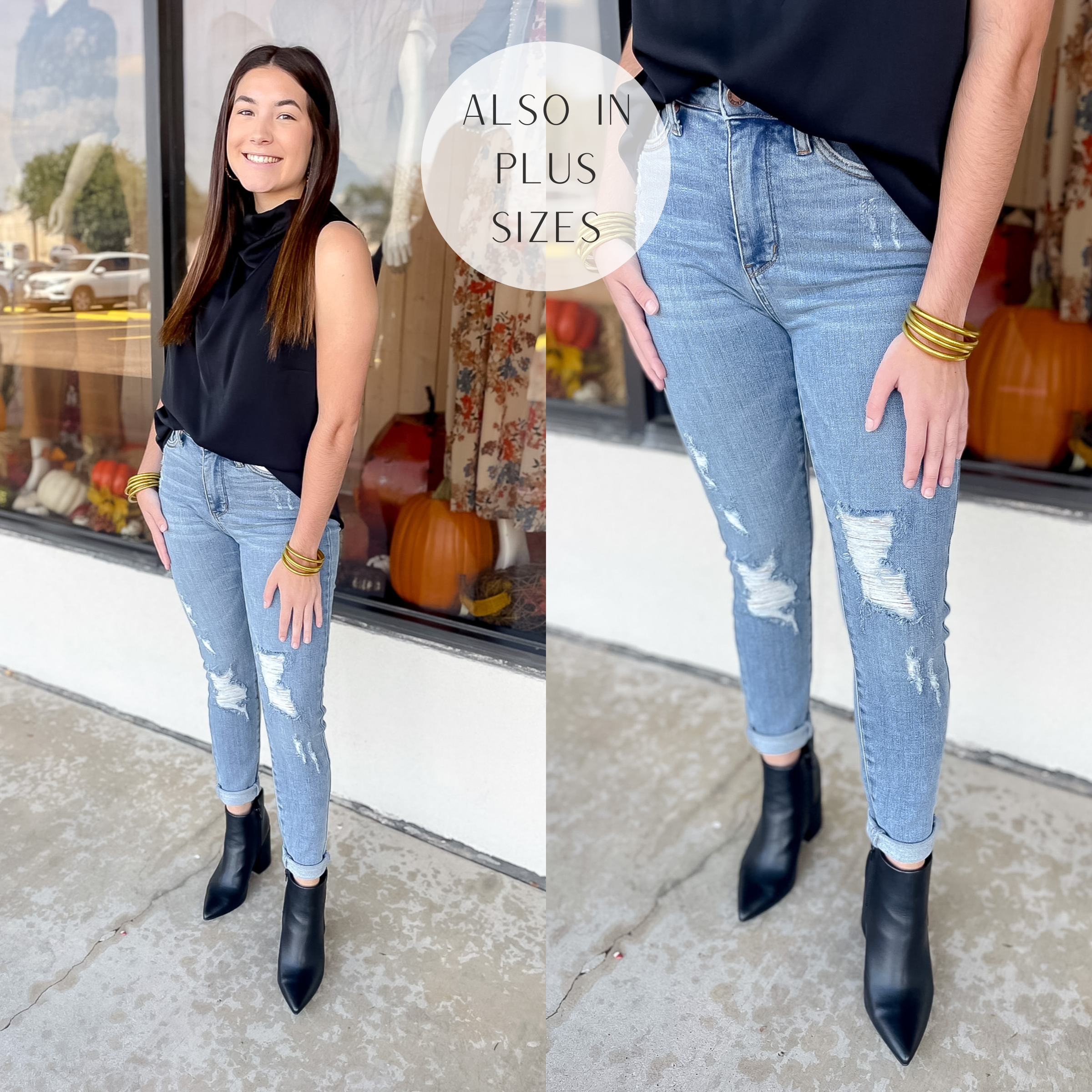 Judy Blue | Create Your Dream Tummy Control Destroy Skinny Jeans in Light Wash - Giddy Up Glamour Boutique