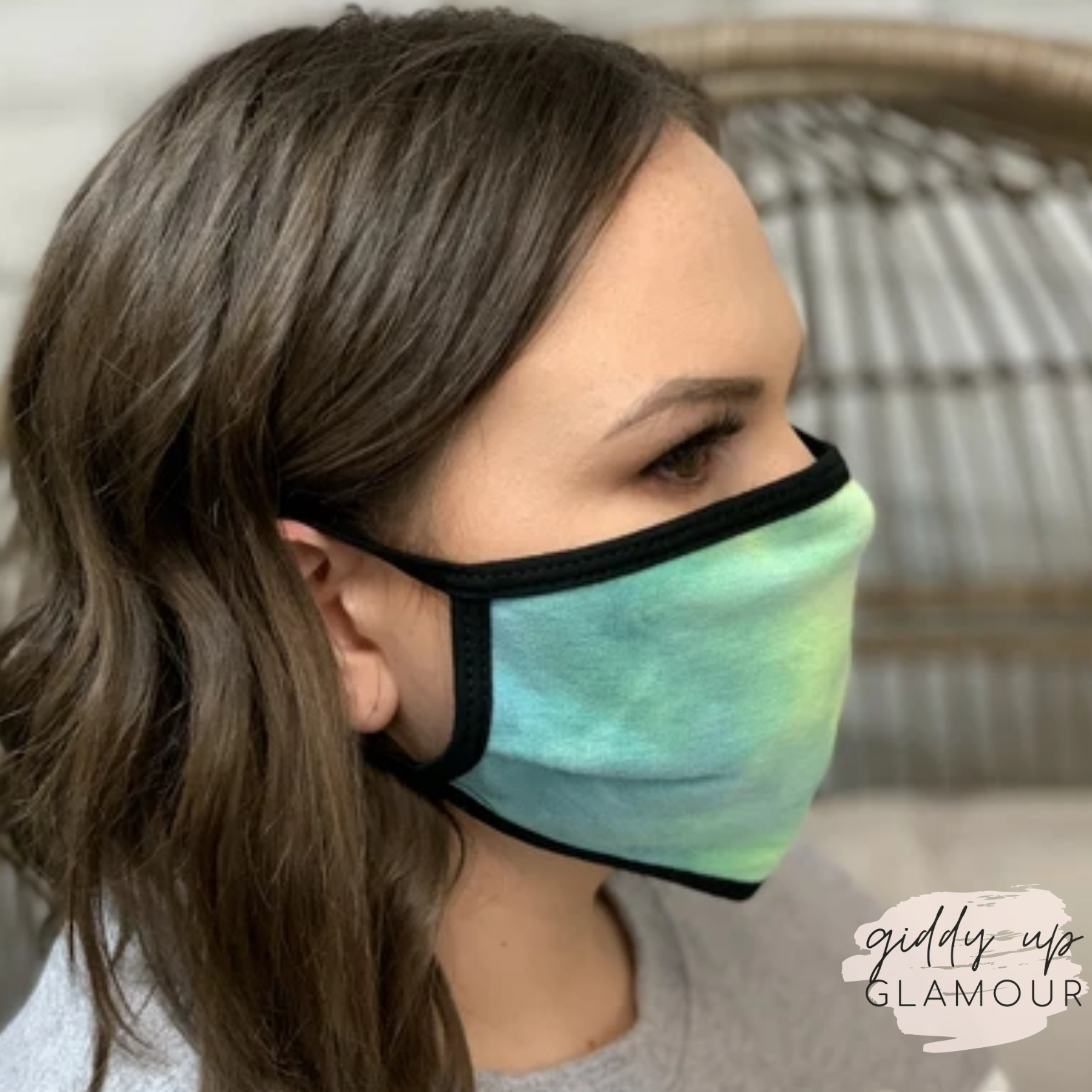 Can't Cover Style Tie Dye Cloth Face Covering in Blue and Green - Giddy Up Glamour Boutique