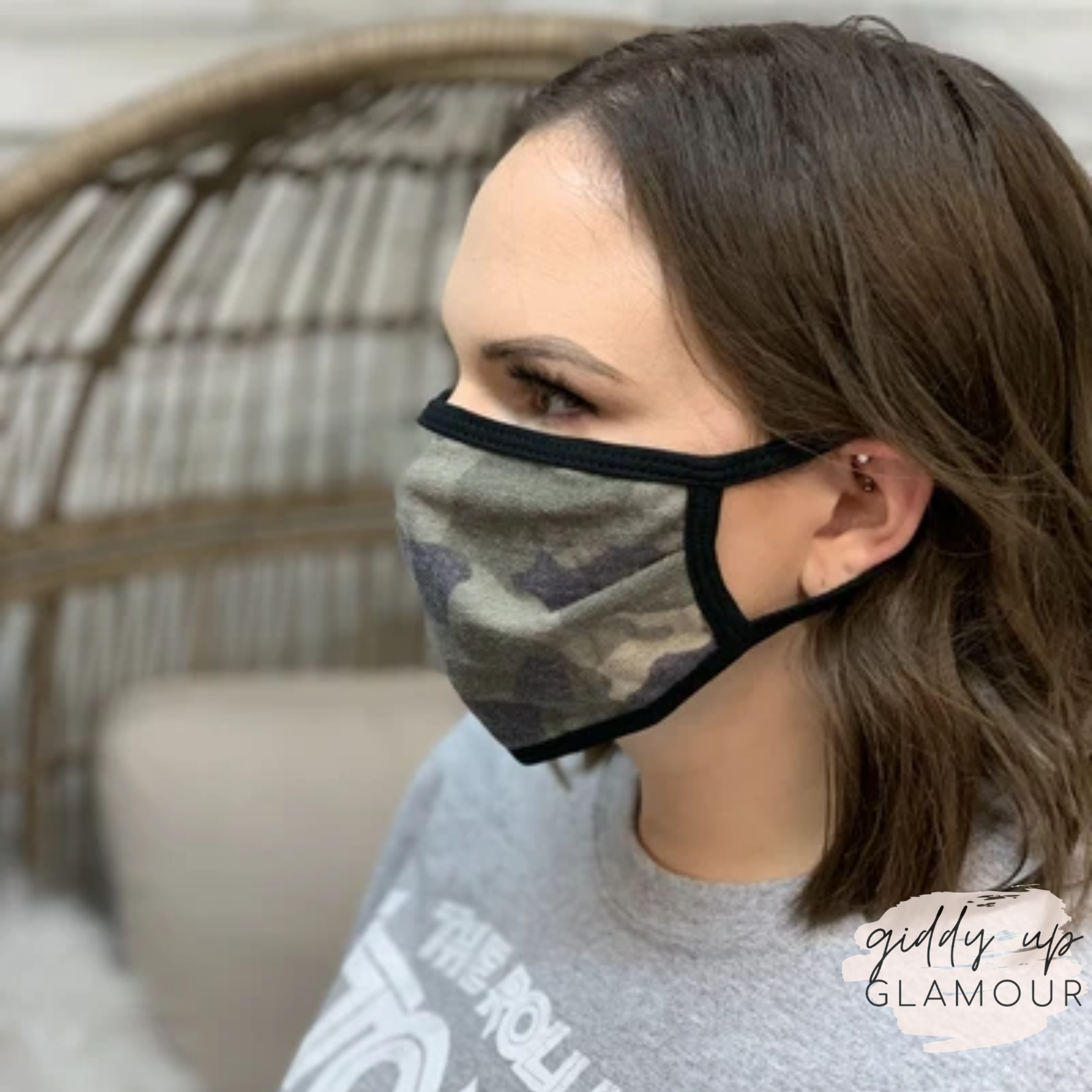 Can't Cover Style Cloth Face Covering in Faded Camouflage - Giddy Up Glamour Boutique