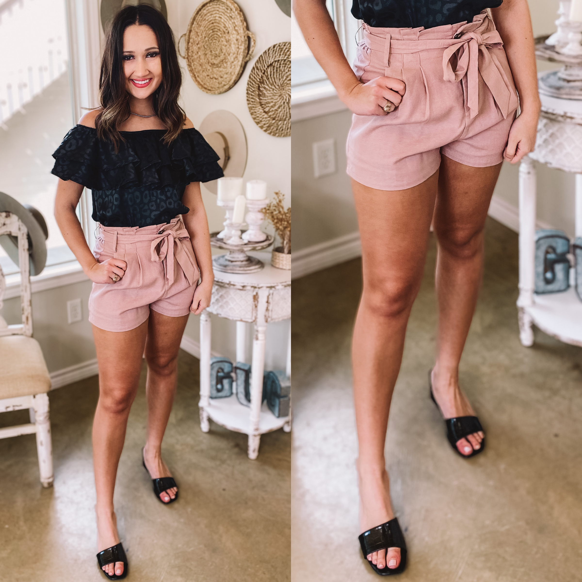 Tied Up in This Pleated Linen Shorts with Tie Belt in Mauve - Giddy Up Glamour Boutique
