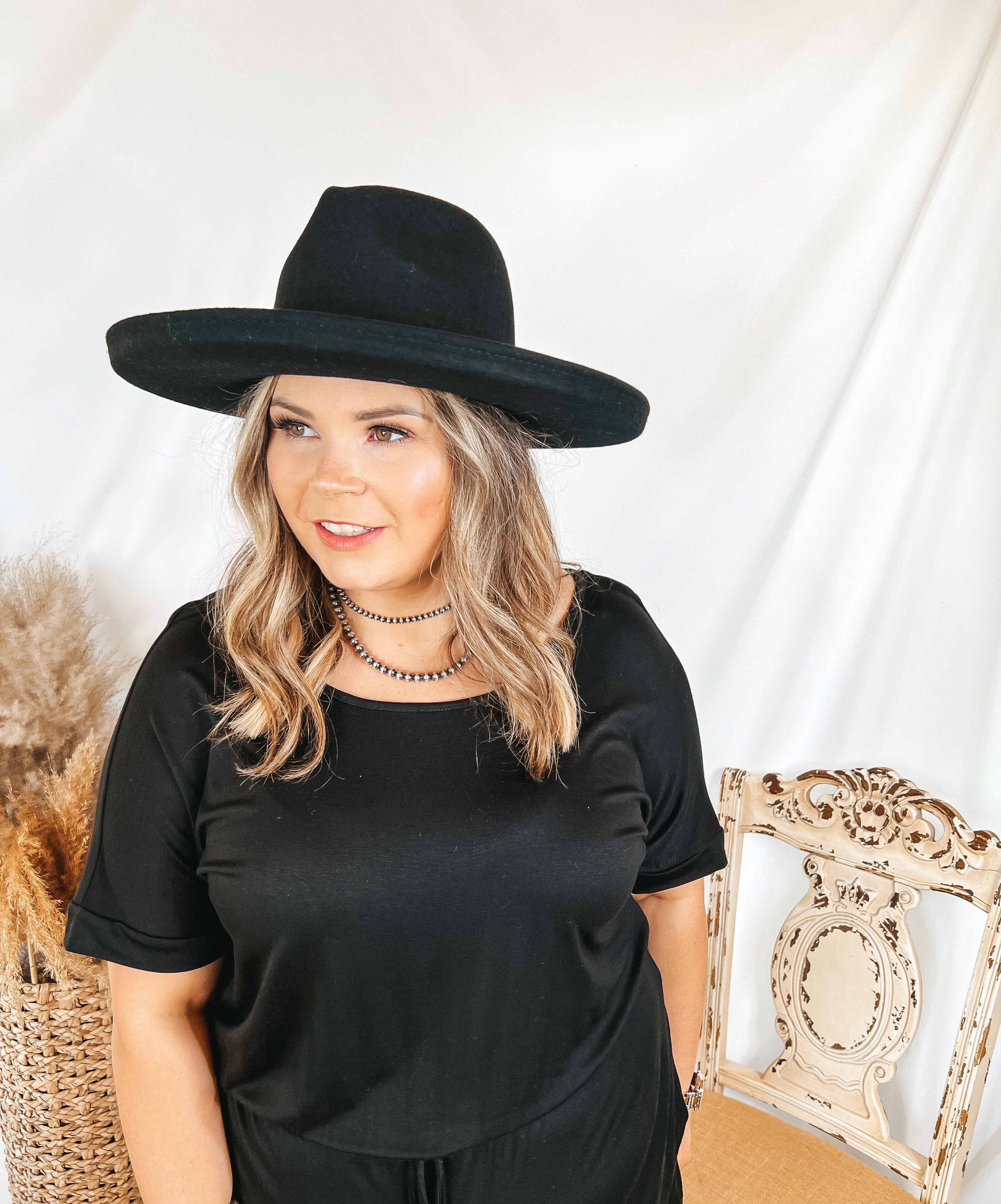 GiGi Pip | Maude Pencil Brim Wool Felt Hat in Black - Giddy Up Glamour Boutique