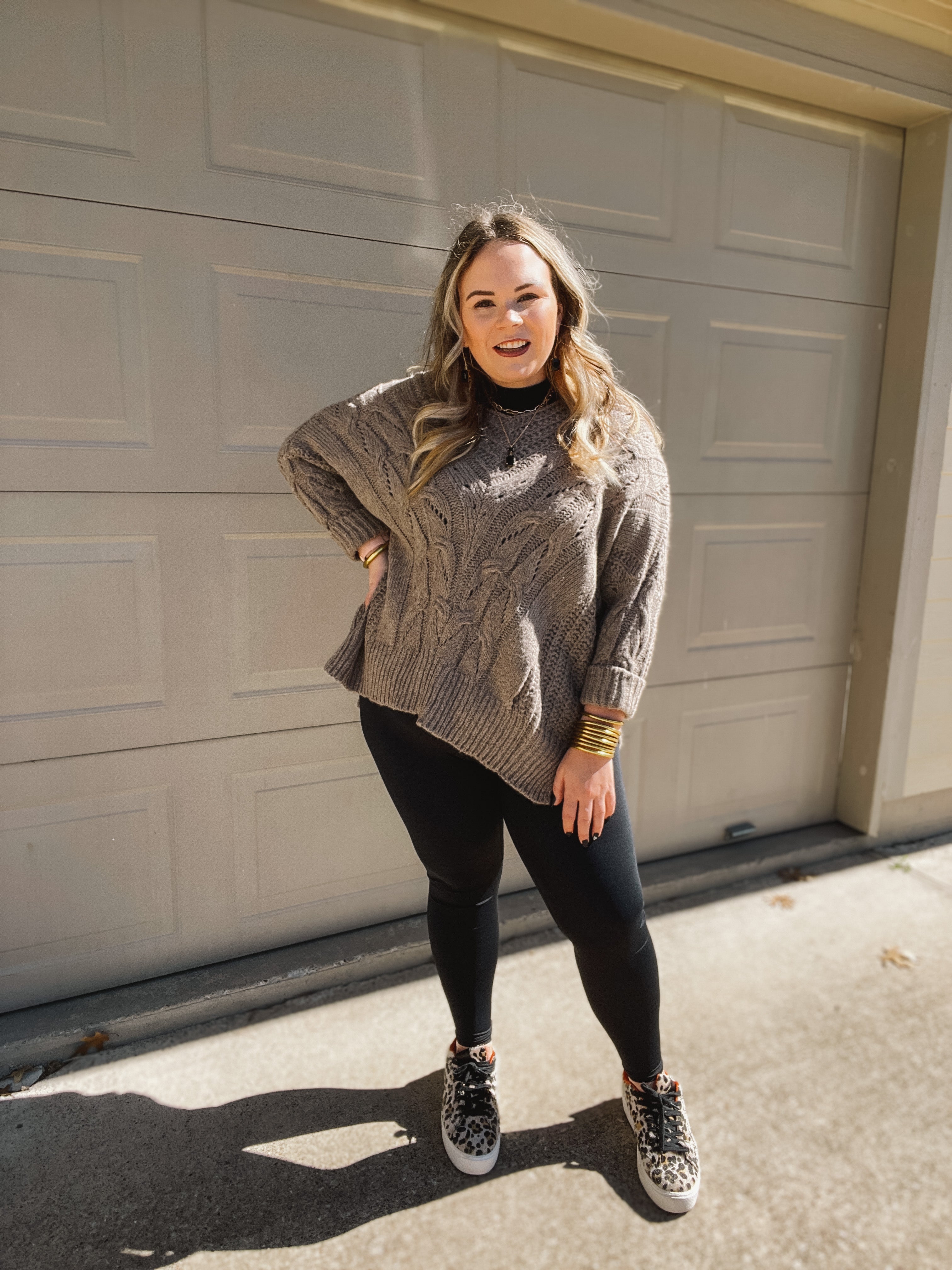Crisp Morning Air Oversized Dolman 3/4 Sleeve Sweater in Stone Grey - Giddy Up Glamour Boutique