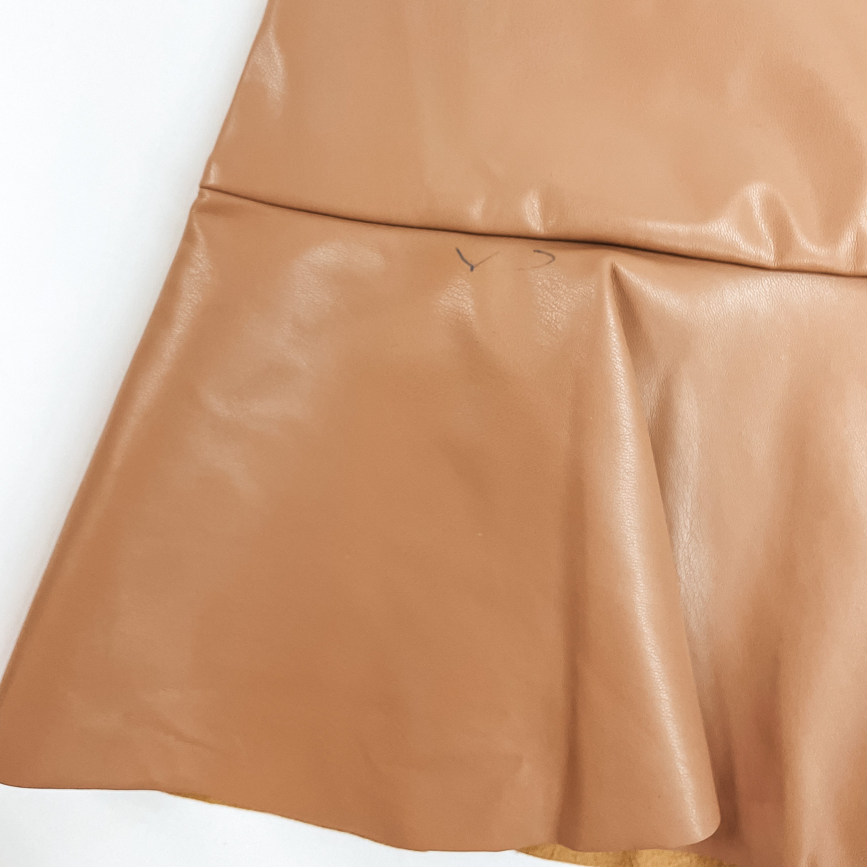 Blemished Skort Size Small | Dose of Dreamy Faux Leather Ruffle Mini Skort in Taupe - Giddy Up Glamour Boutique