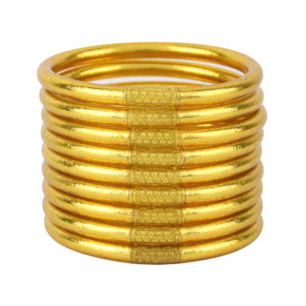 BuDhaGirl Set of Nine All Weather Bangles in Gold Trendy pieces