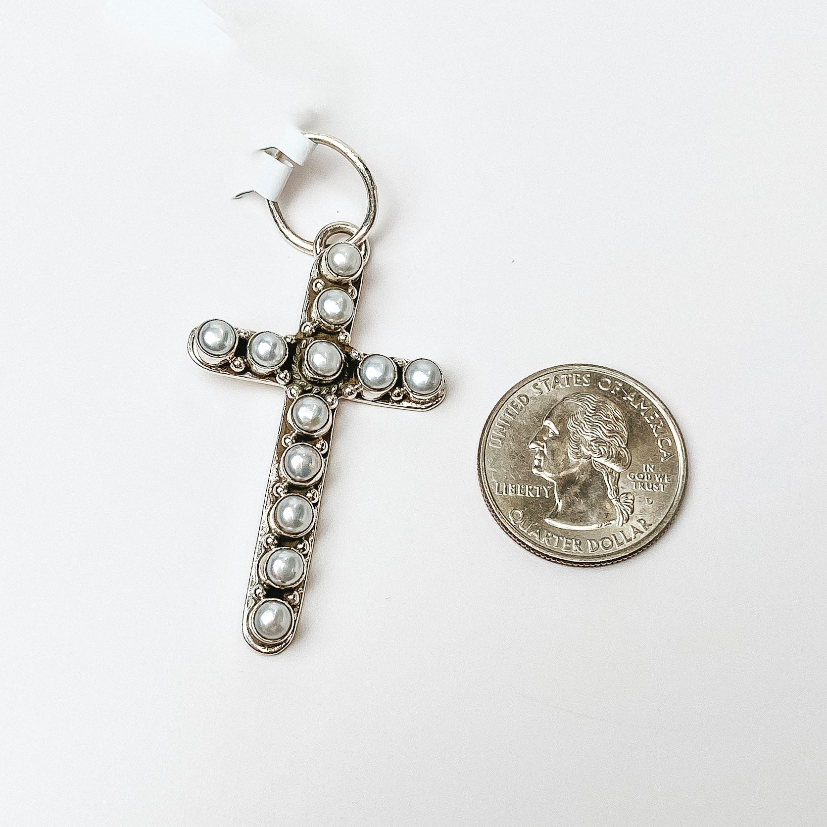 HaDa Collection | Sterling Silver Mother of Pearl Small Cross Pendant - Giddy Up Glamour Boutique