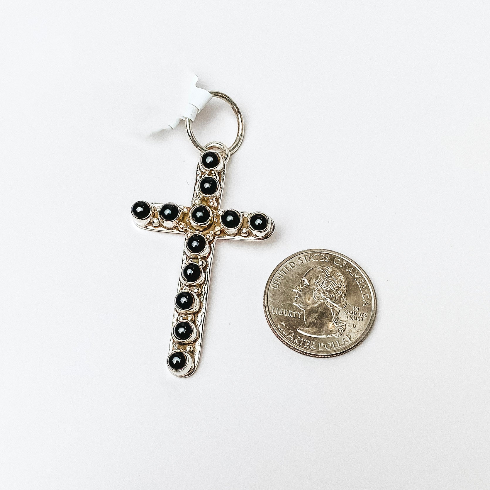 HaDa Collection | Sterling Silver and Black Onyx Small Cross Pendant - Giddy Up Glamour Boutique