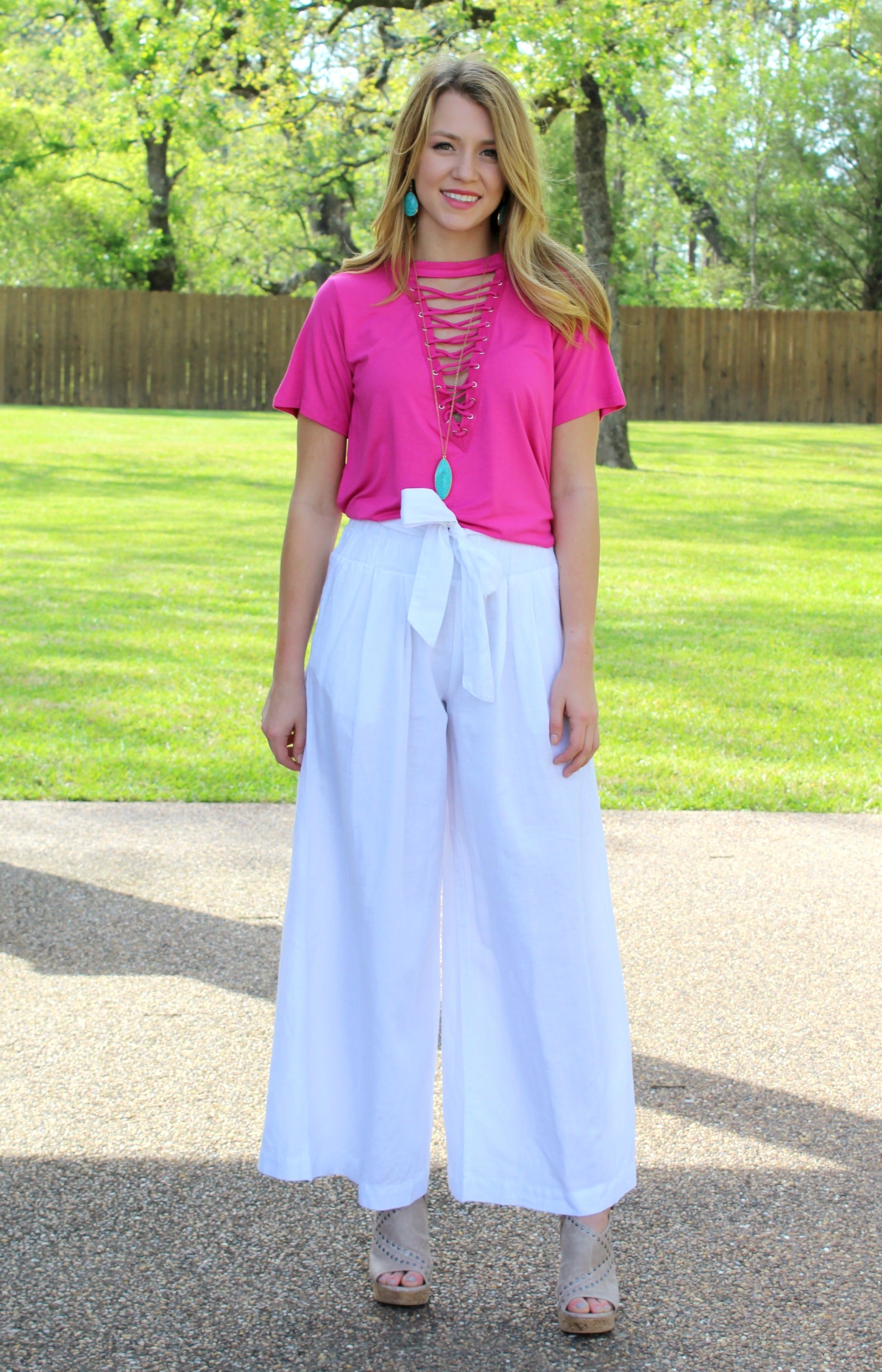 Classic Comparison Wide Leg Linen Pants in White - Giddy Up Glamour Boutique