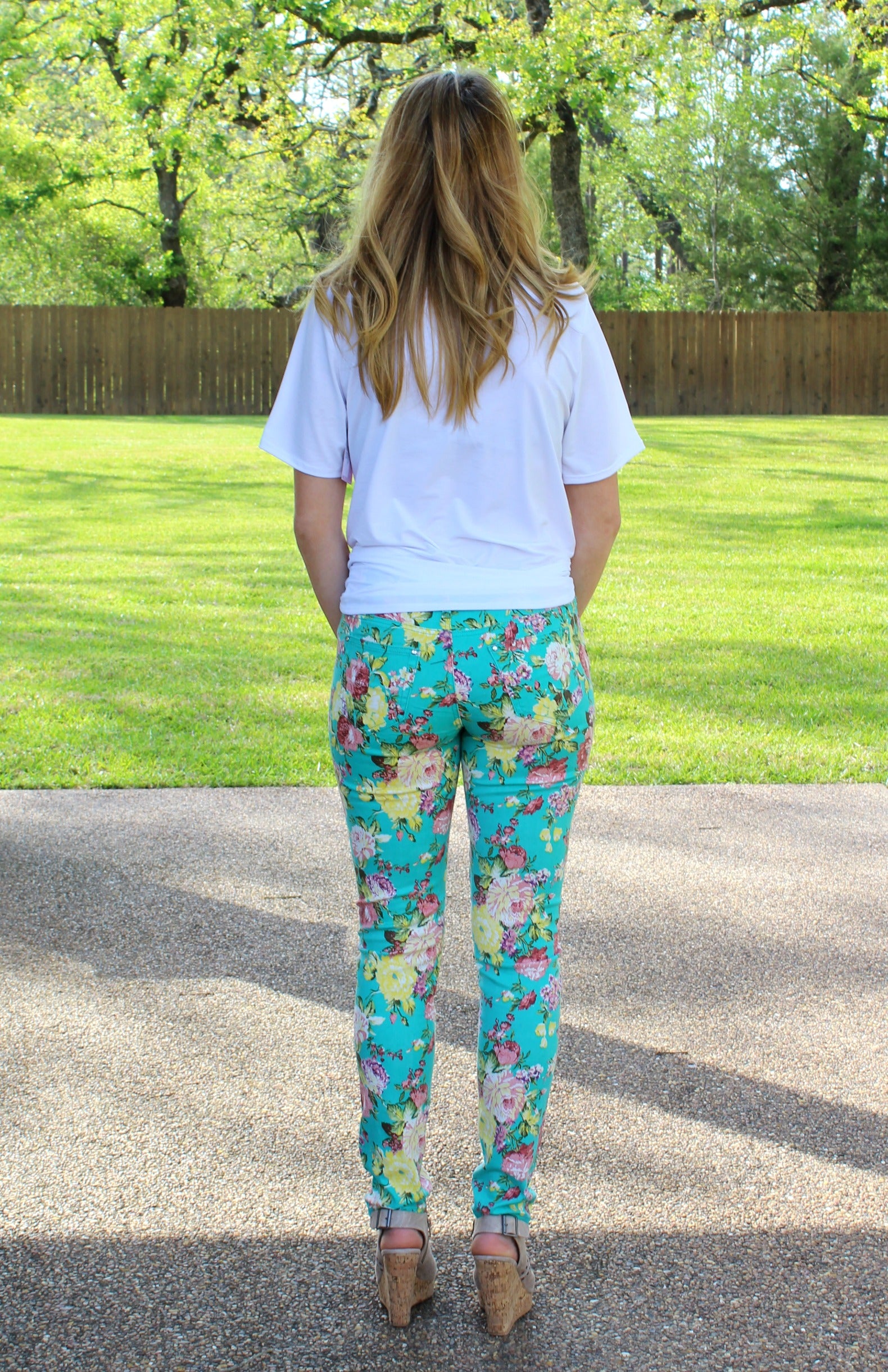 Last Chance Size 1 & 3 | In Full Bloom Floral Printed Pants in Mint - Giddy Up Glamour Boutique