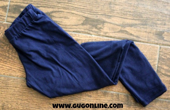 Kids Solid Color Leggings in Navy Blue - Giddy Up Glamour Boutique