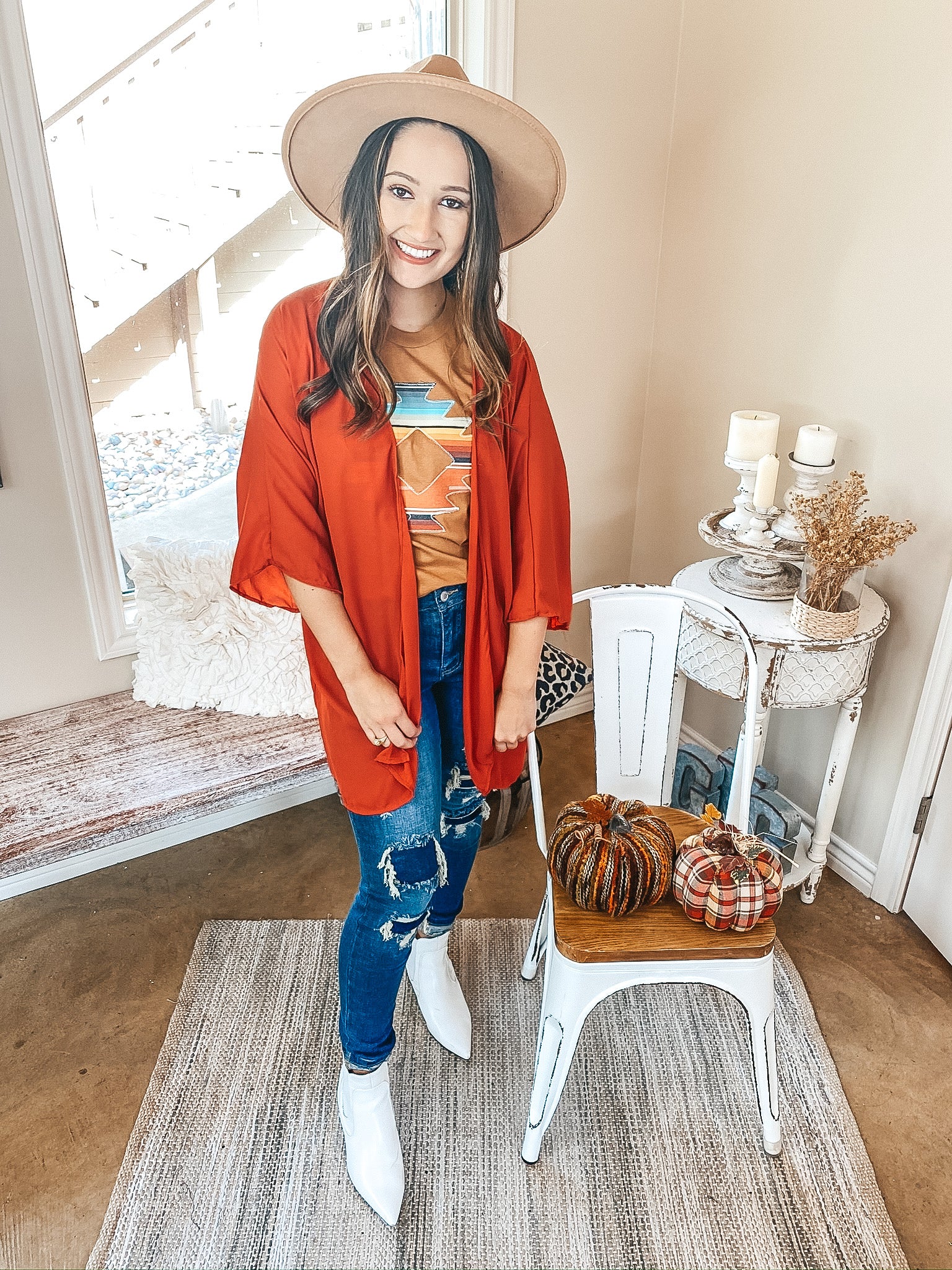 Like a Melody Solid Sheer Kimono in Rust Red - Giddy Up Glamour Boutique