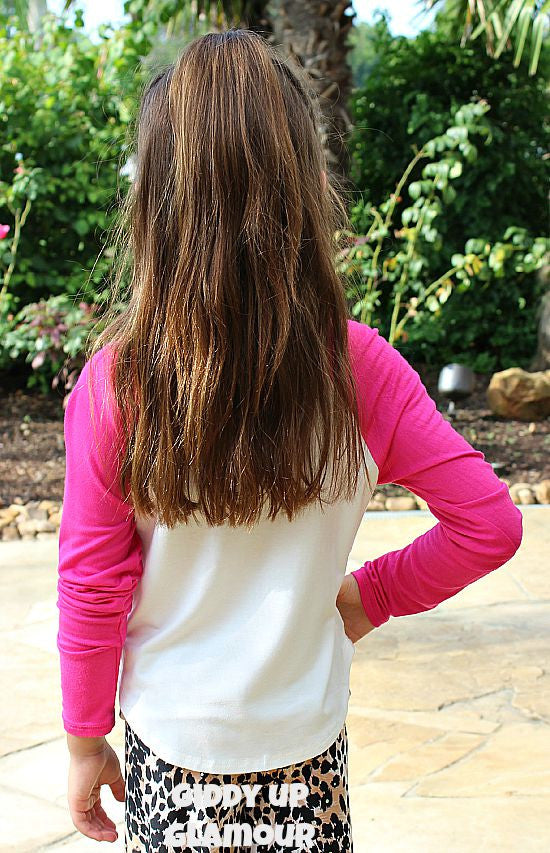 Kids Hot Pink Sleeve Baseball Tee - Giddy Up Glamour Boutique