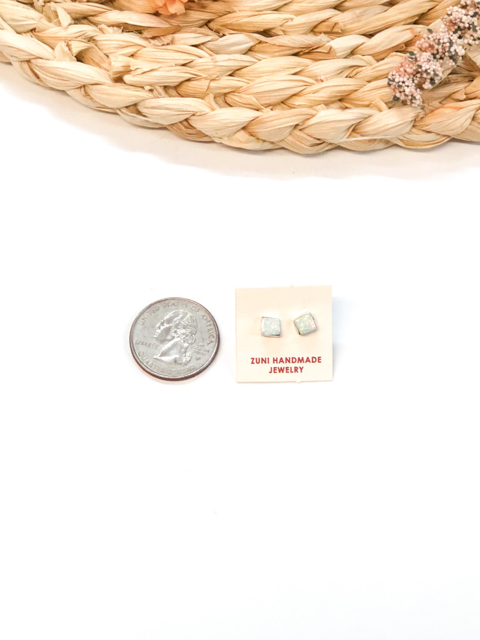 Sarah Bowannie | Zuni Handmade Sterling Silver and Opal Square Stud Earrings - Giddy Up Glamour Boutique
