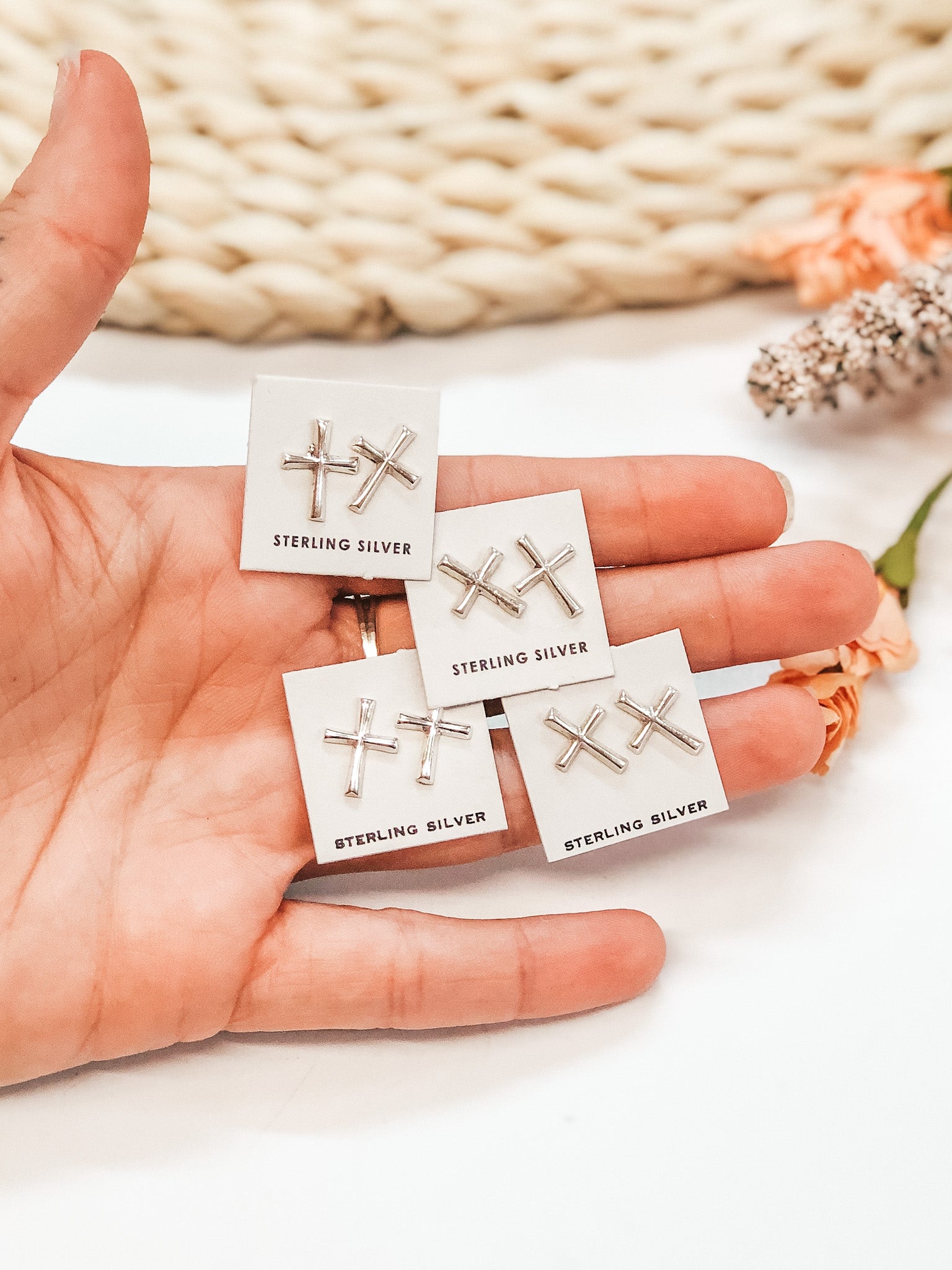 Lorraine Chee | Navajo Handmade Sterling Cross Stud Earrings - Giddy Up Glamour Boutique