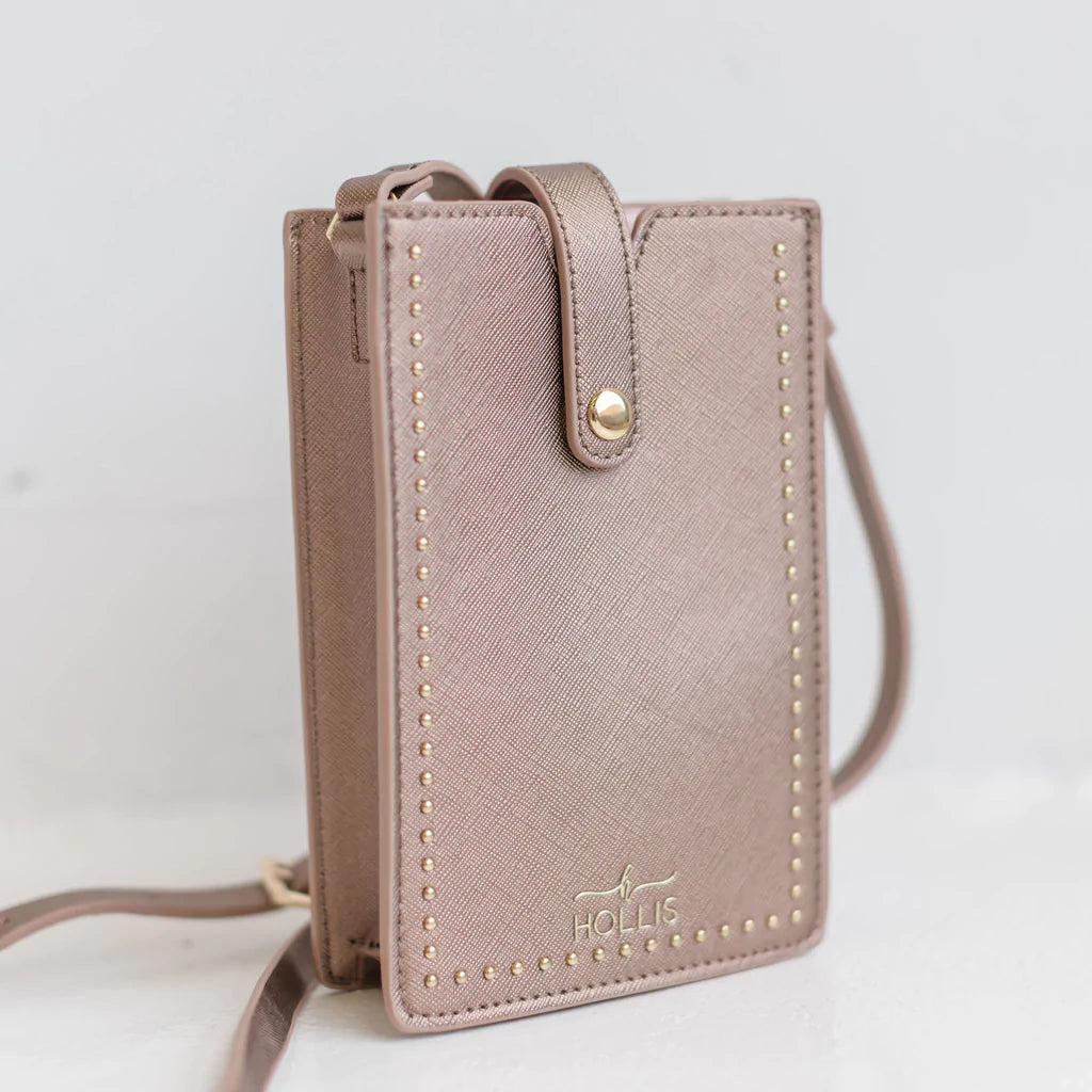 Hollis | Call You Later Crossbody Purse in Metallic Mocha - Giddy Up Glamour Boutique
