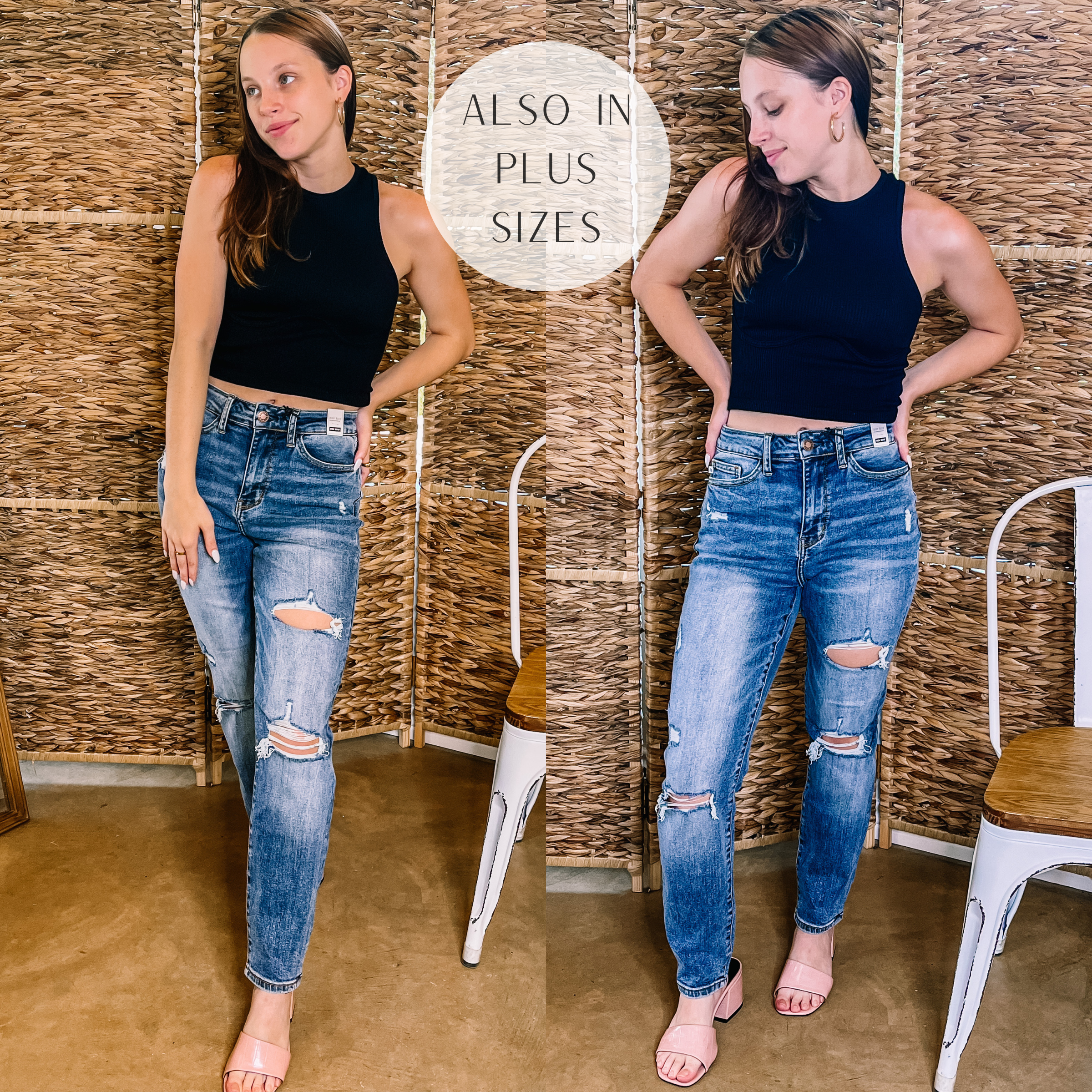 Judy Blue | Never Ending Destroy Slim Fit Jeans in Medium Wash - Giddy Up Glamour Boutique