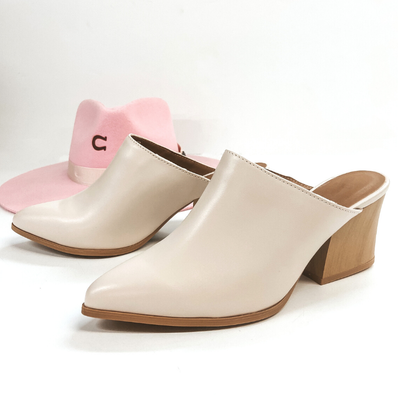 Plans To Dance Heeled Mules in Ivory - Giddy Up Glamour Boutique