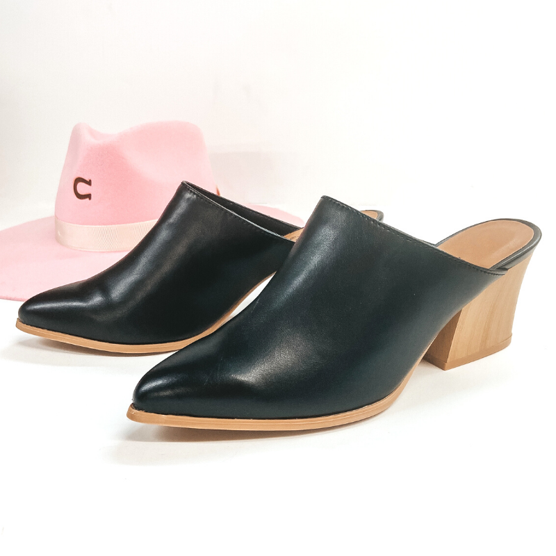 Plans To Dance Heeled Mules in Black - Giddy Up Glamour Boutique