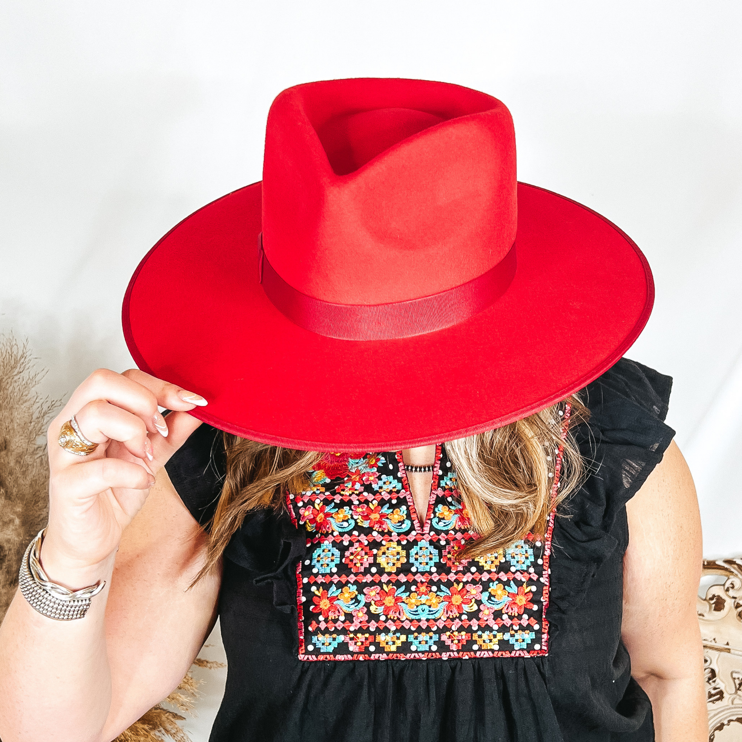 Lack of Color | Ruby Rancher Wool Felt Hat in Red - Giddy Up Glamour Boutique