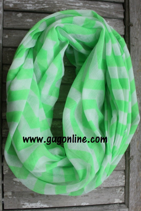 Neon Green Chevron Infinity Scarf - Giddy Up Glamour Boutique