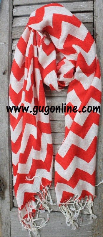 Red Chevron Pashmina Scarf - Giddy Up Glamour Boutique
