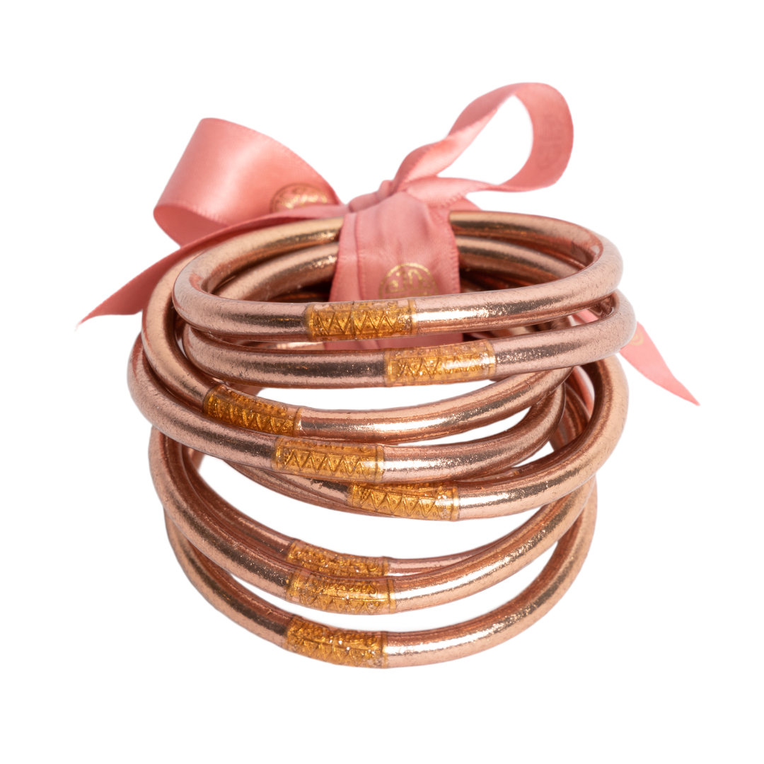 BuDhaGirl | Set of Nine | All Weather Bangles in Rose Gold - Giddy Up Glamour Boutique