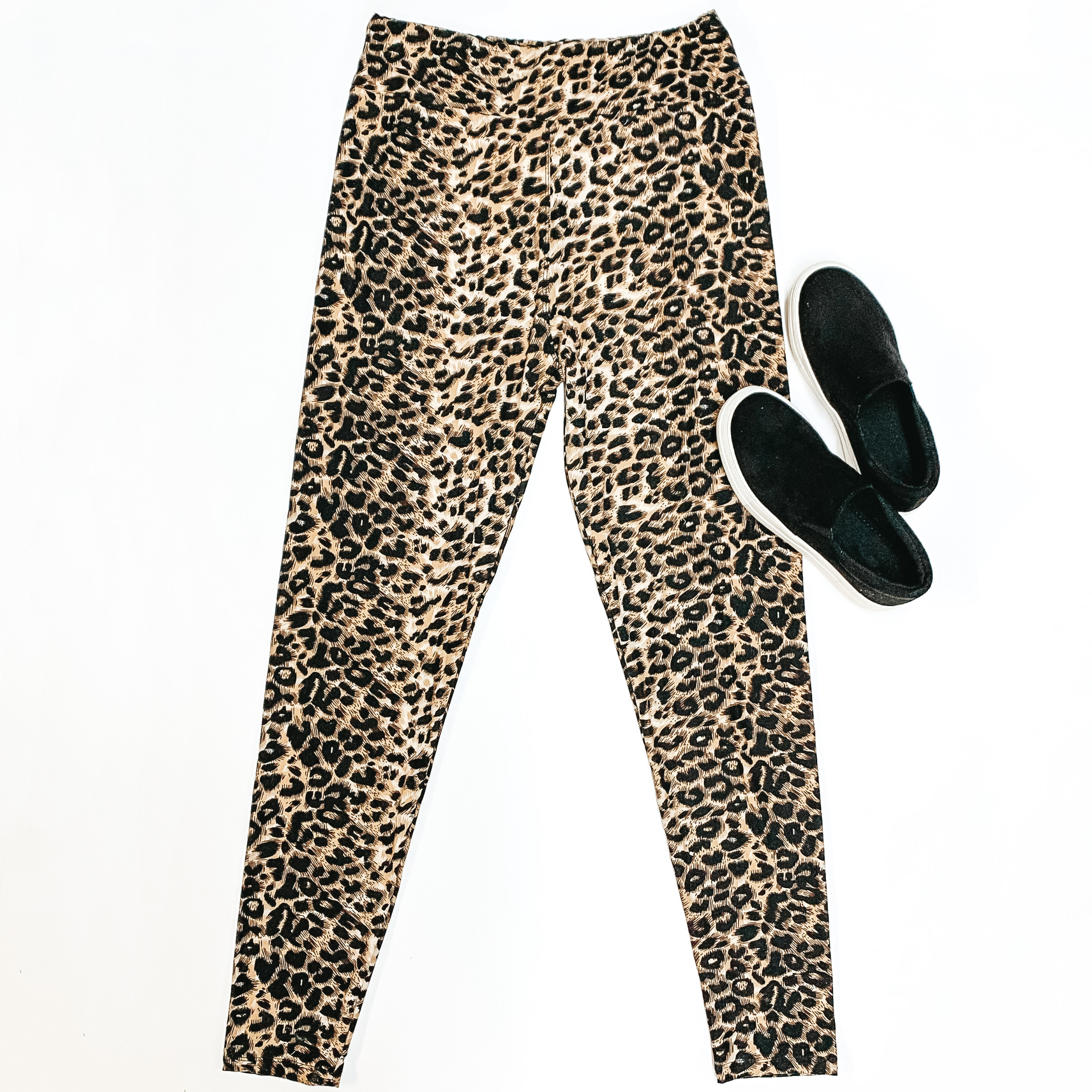 Plus Sizes | Quick Fix Wide Band Leopard Print Leggings - Giddy Up Glamour Boutique