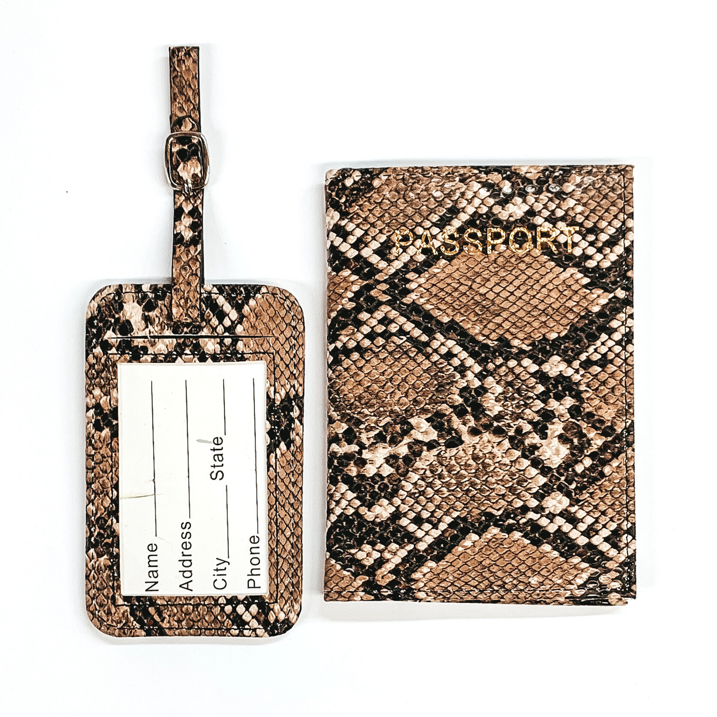 Snake Print Passport and Luggage Tag Set - Giddy Up Glamour Boutique