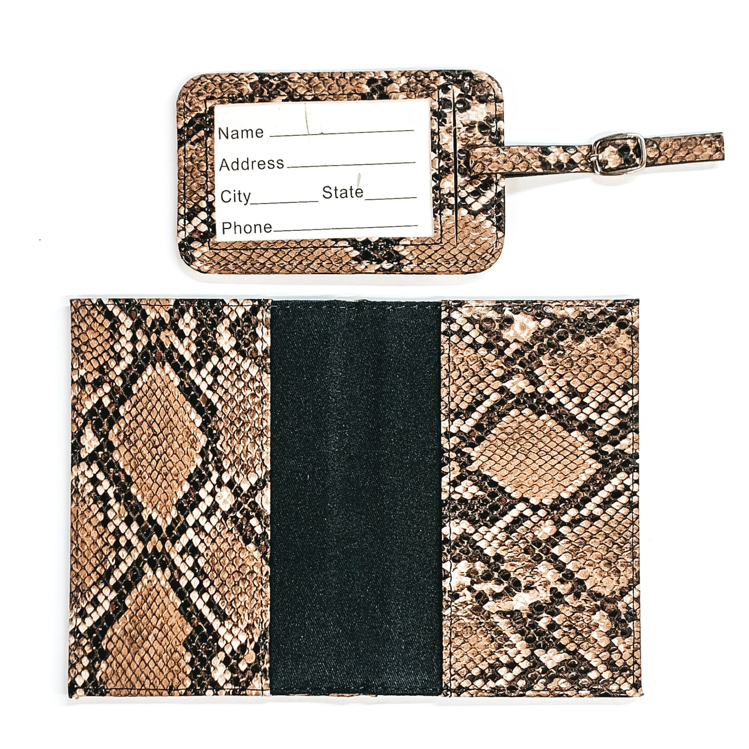 Snake Print Passport and Luggage Tag Set - Giddy Up Glamour Boutique