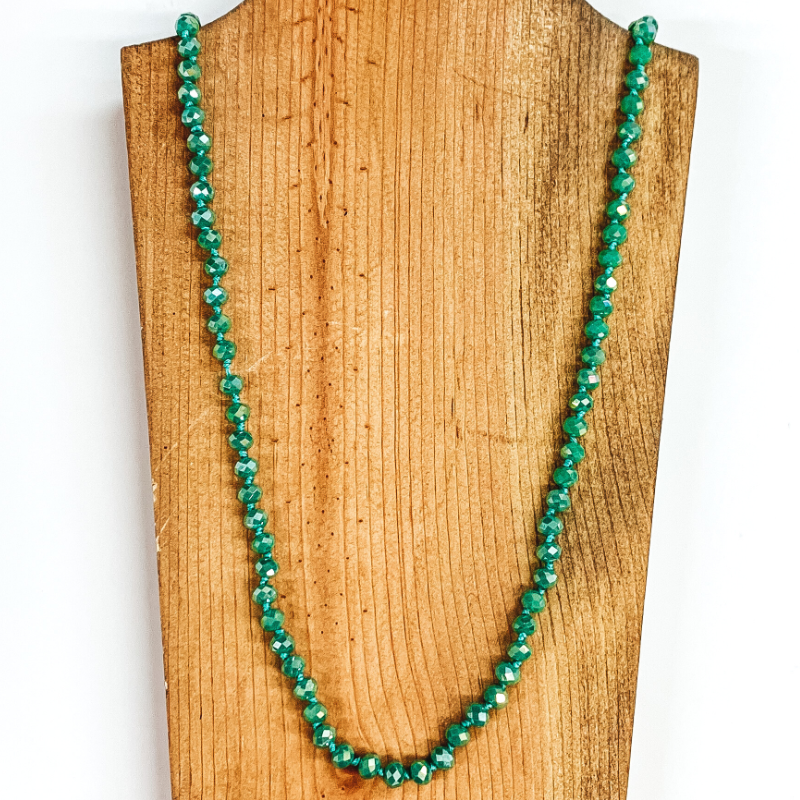 36 Inch 8mm Crystal Strand Necklace in Seafoam - Giddy Up Glamour Boutique