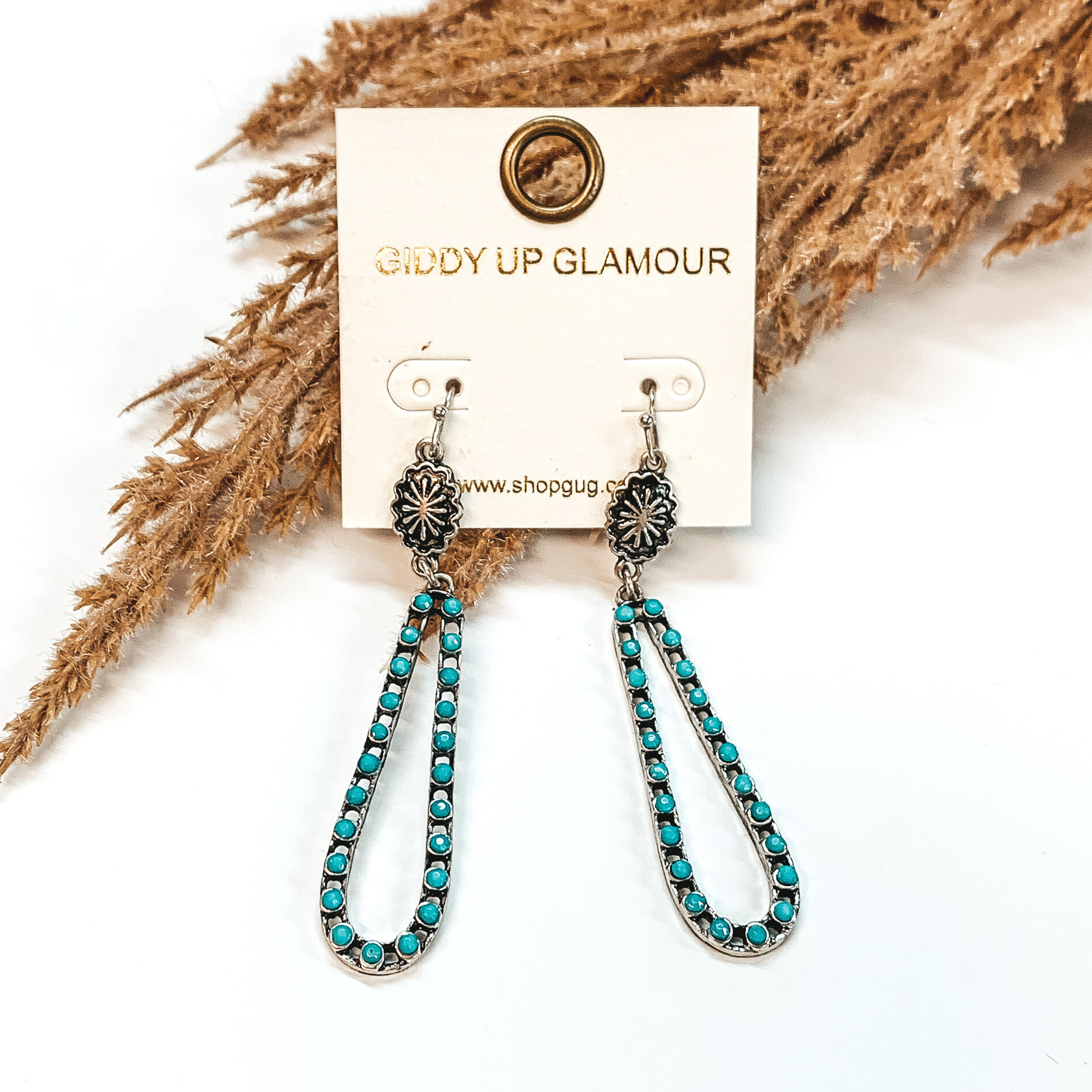Western Long Dangle Earrings in Turquoise - Giddy Up Glamour Boutique