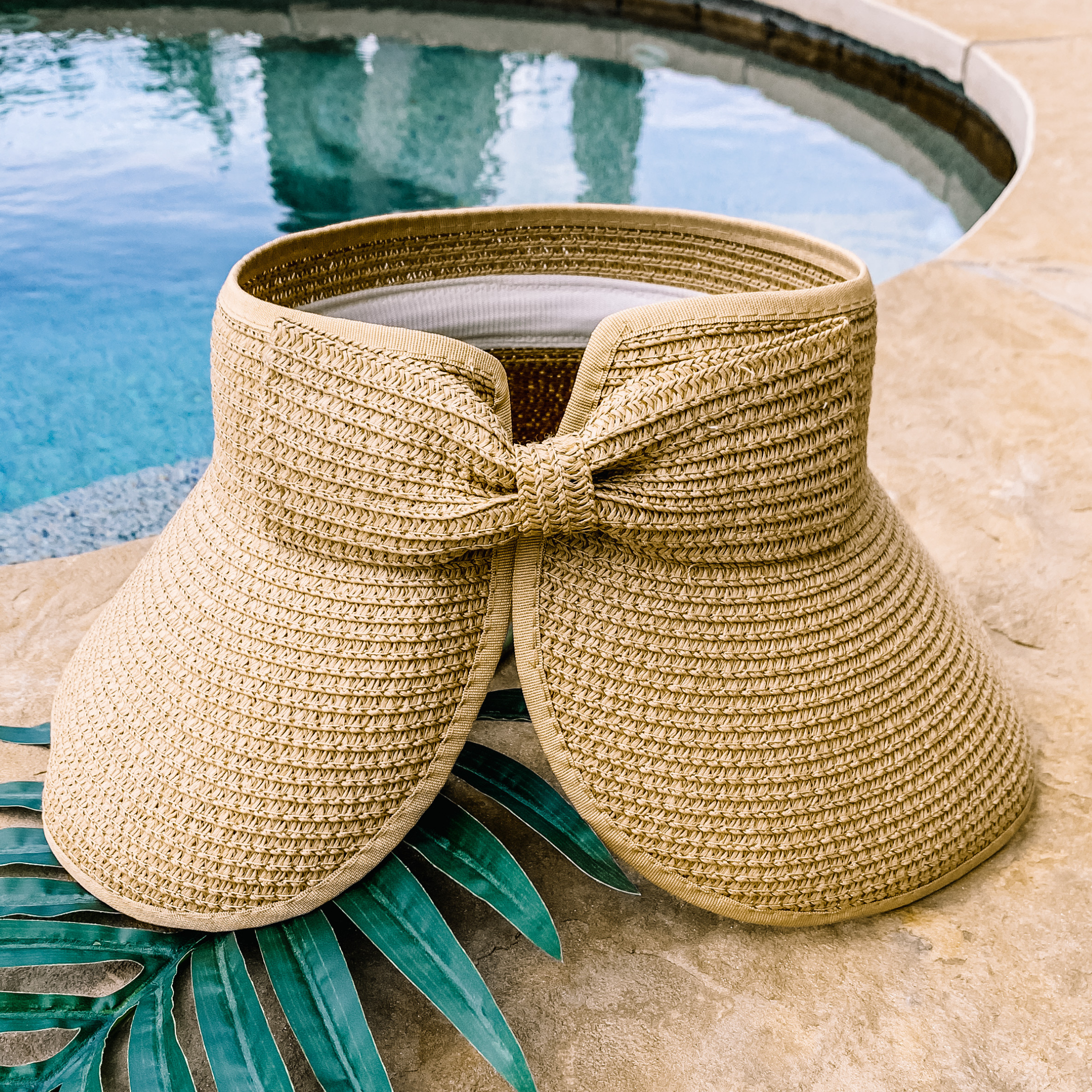 Poolside Chic Velcro Sun Visor in Natural - Giddy Up Glamour Boutique