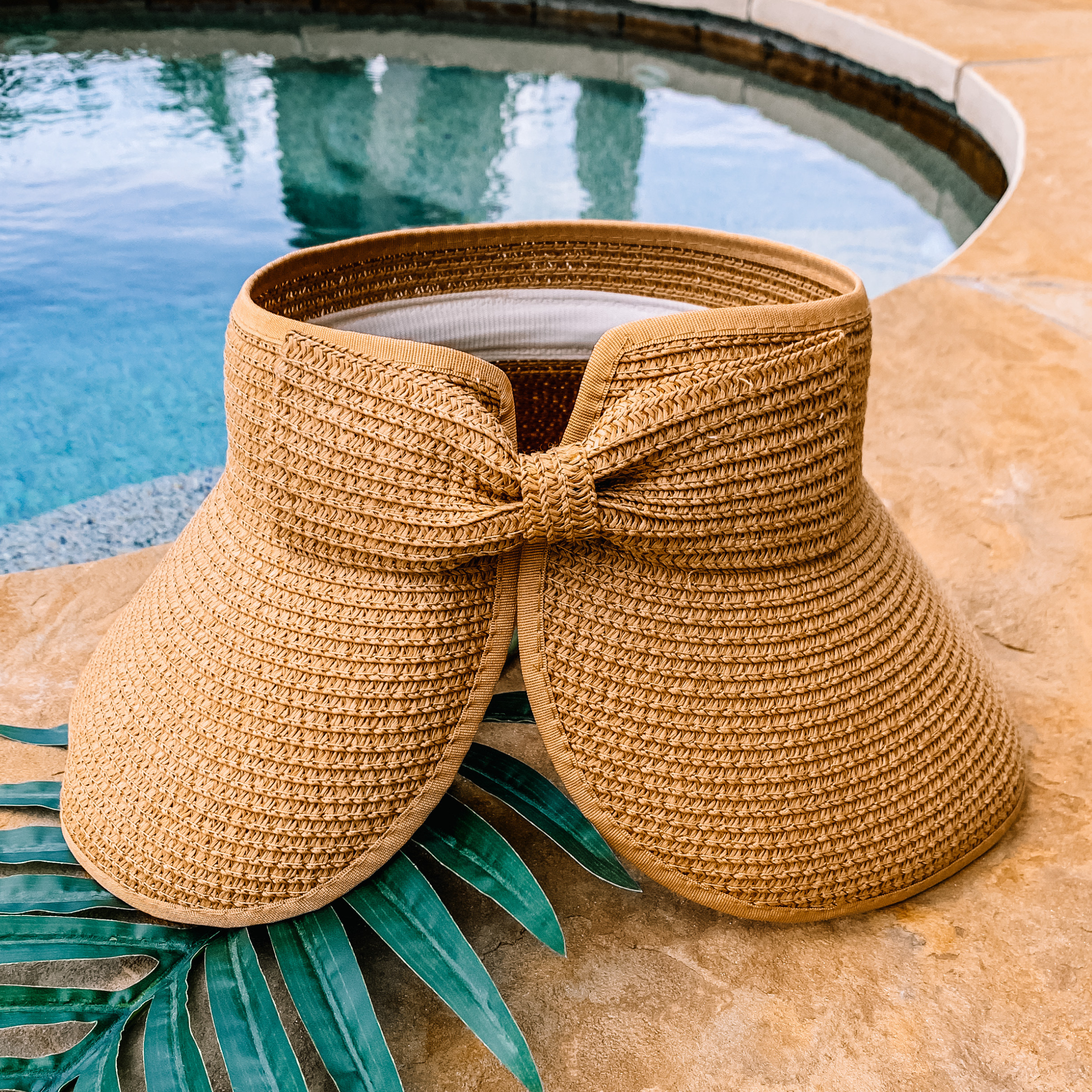 Poolside Chic Velcro Sun Visor in Tan - Giddy Up Glamour Boutique