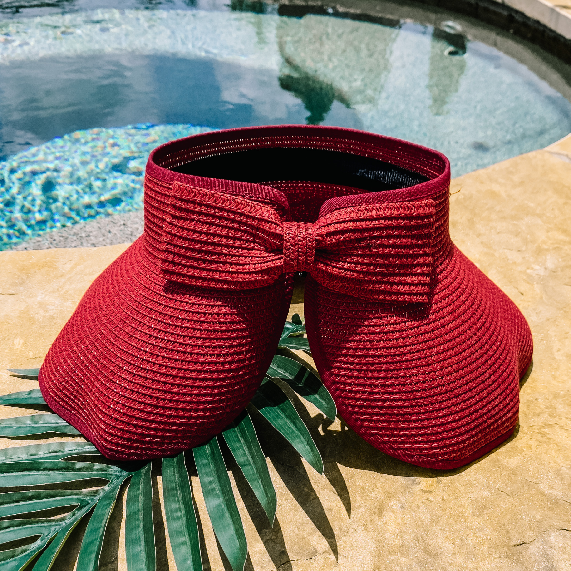Poolside Chic Velcro Sun Visor in Red - Giddy Up Glamour Boutique