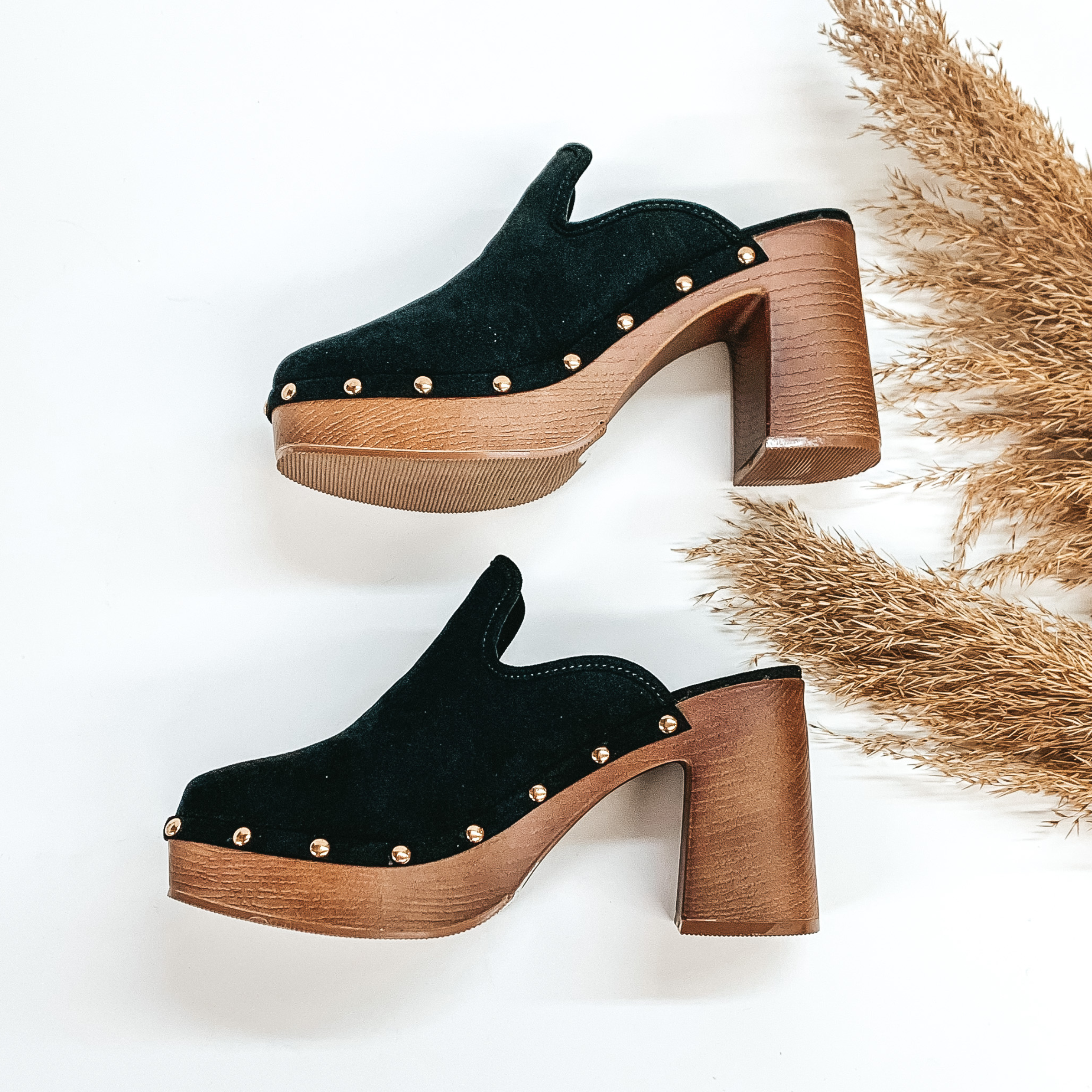 Groovy State of Mind Heeled Mules in Black - Giddy Up Glamour Boutique