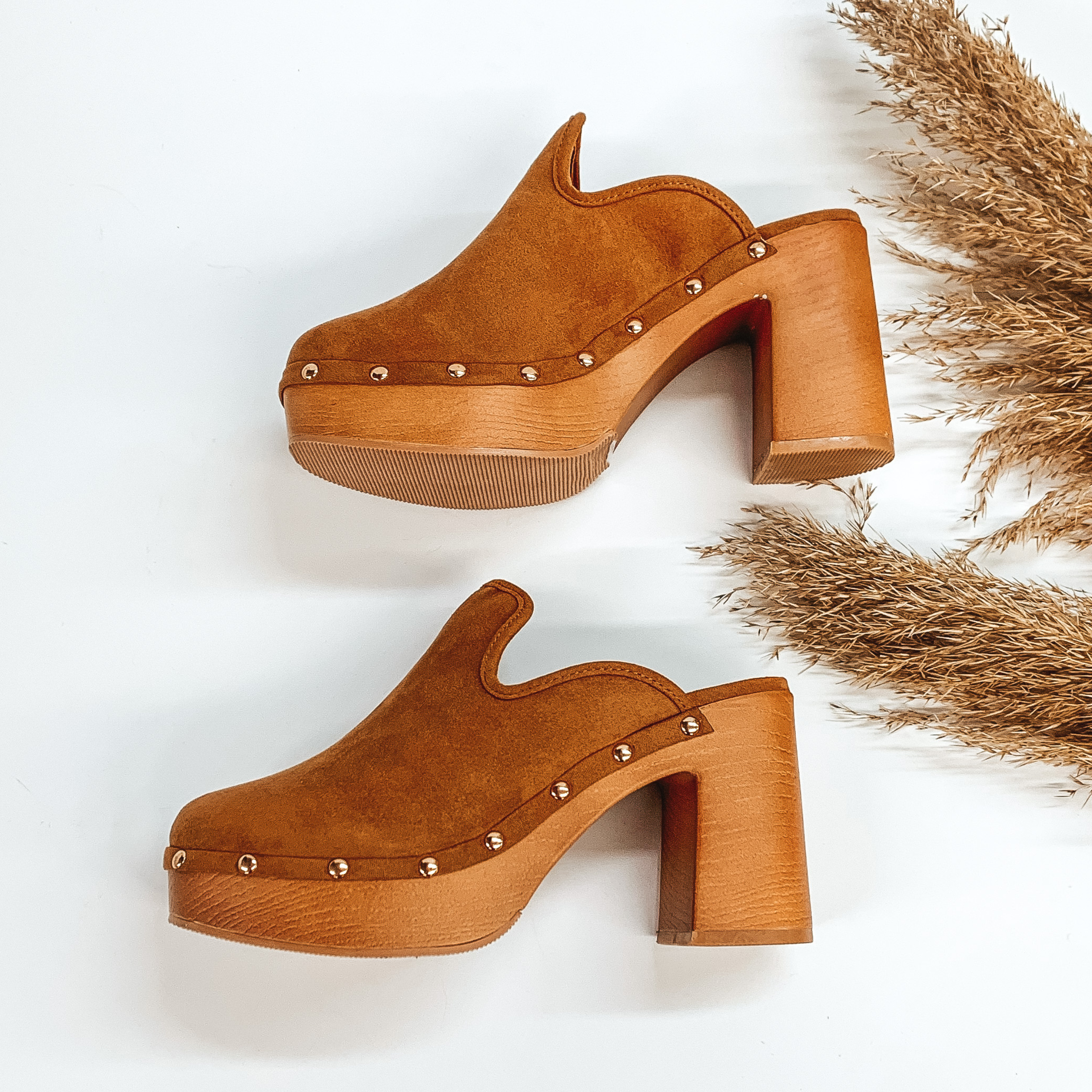 Groovy State of Mind Heeled Mules in Camel - Giddy Up Glamour Boutique