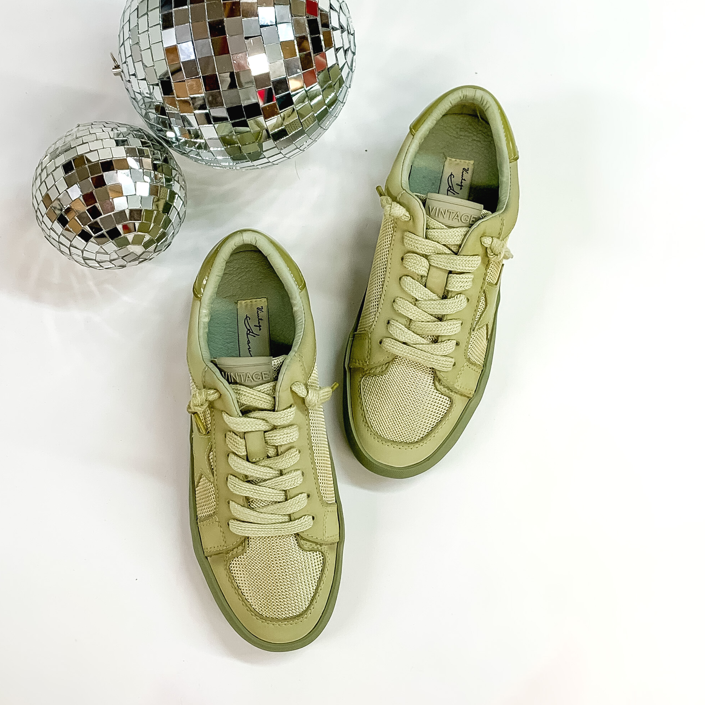 Vintage Havana | Extra Dip Dye Sneakers in Olive Green - Giddy Up Glamour Boutique