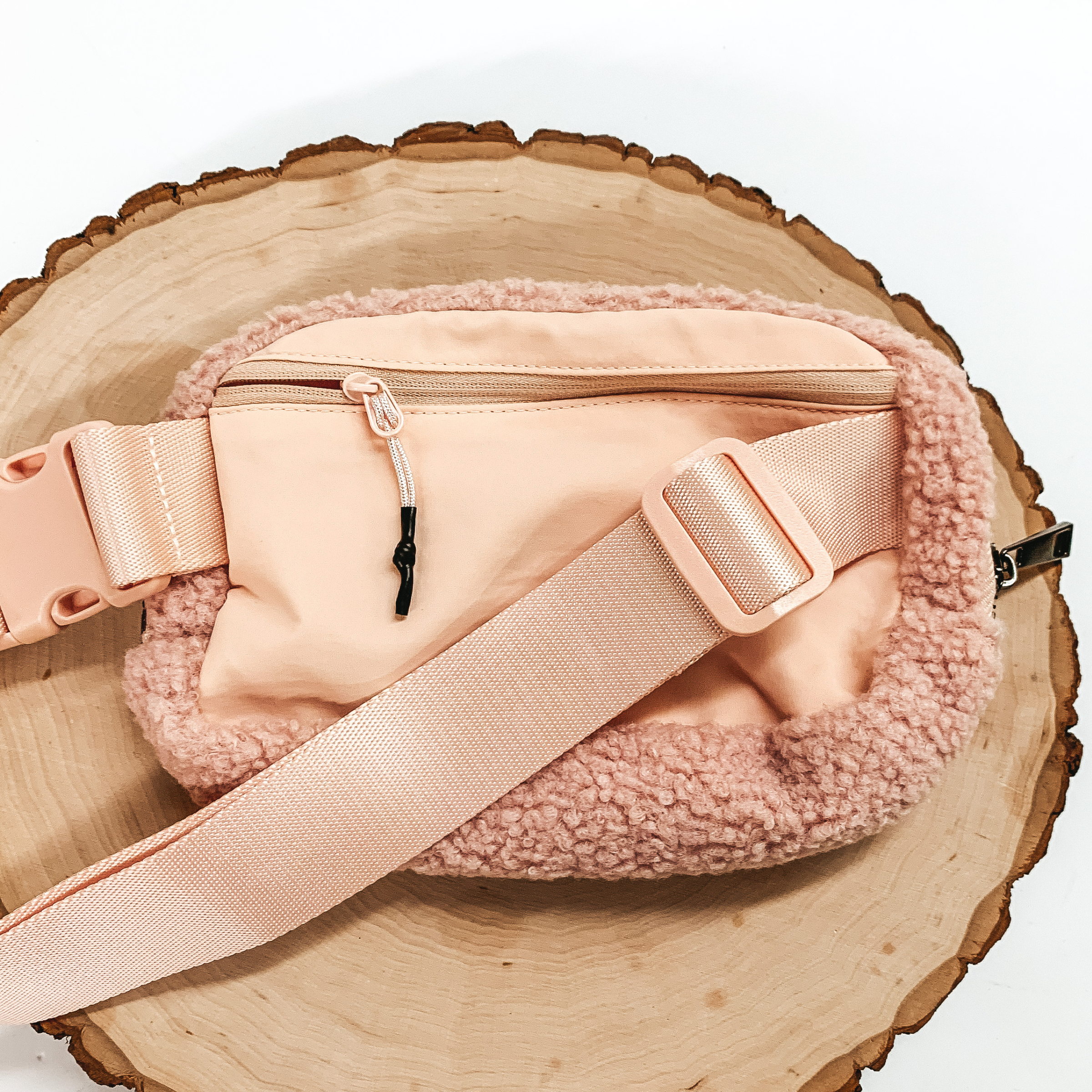 Headed to Aspen Sherpa Fanny Pack in Blush Pink - Giddy Up Glamour Boutique