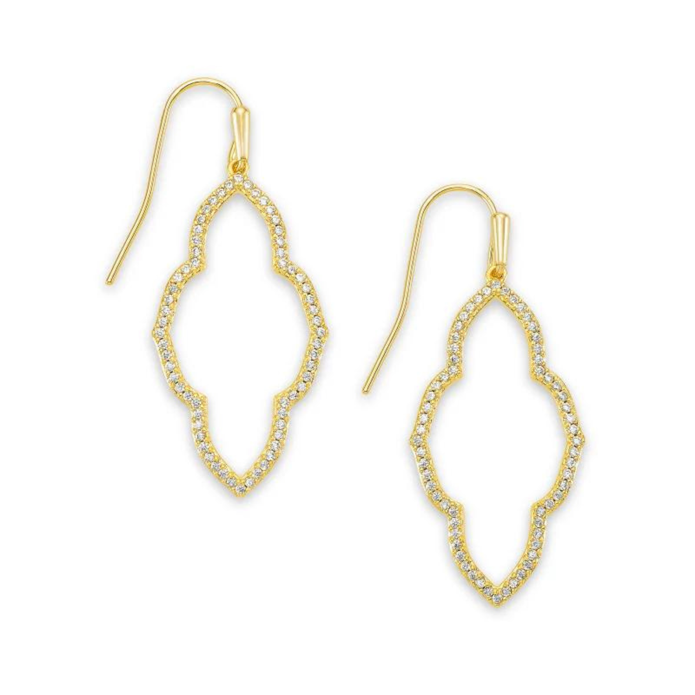 Kendra Scott | Abbie Gold Small Open Frame Earrings in White Crystal - Giddy Up Glamour Boutique