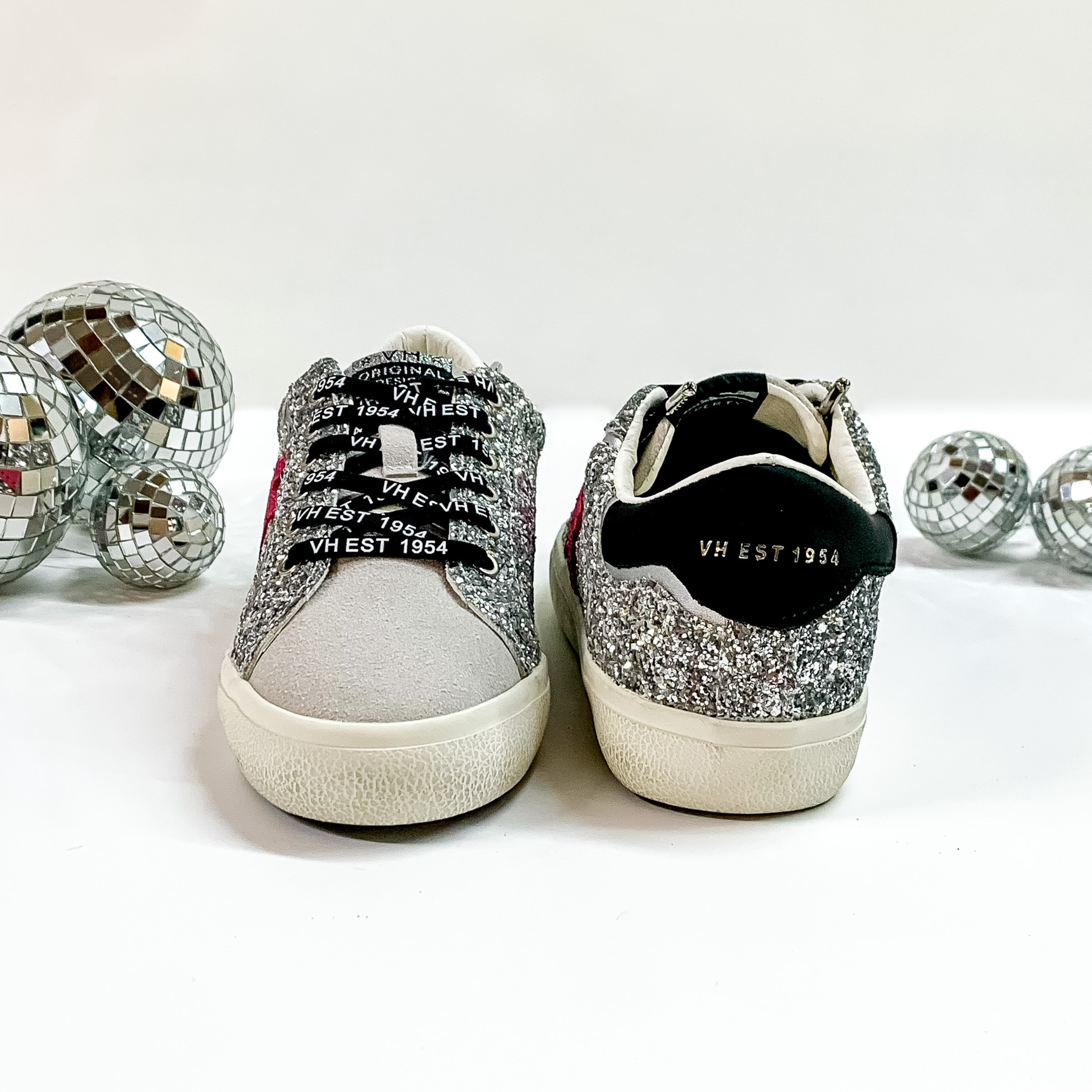 Vintage Havana | Annsley Glitter Sneakers with Pink Star in Multi - Giddy Up Glamour Boutique