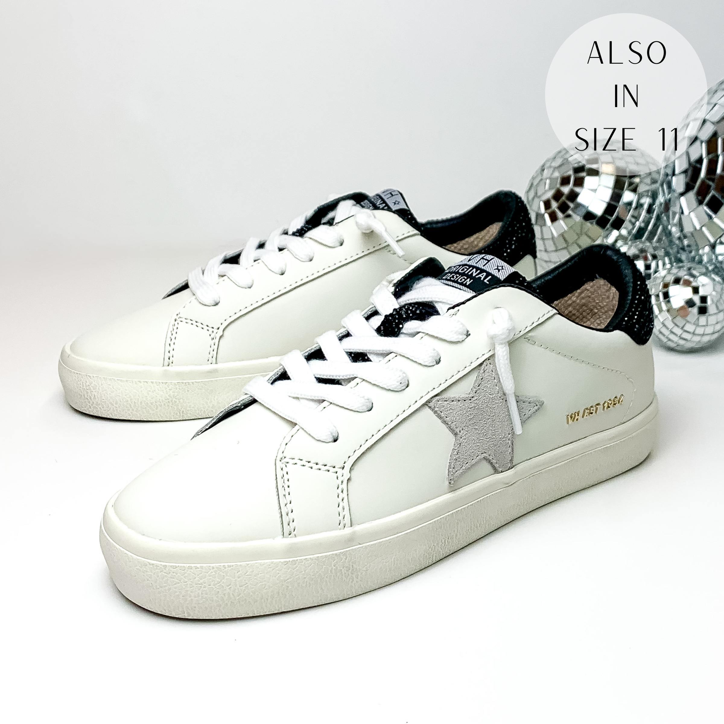Vintage Havana | Raz Sneakers in White with Black Crystals - Giddy Up Glamour Boutique