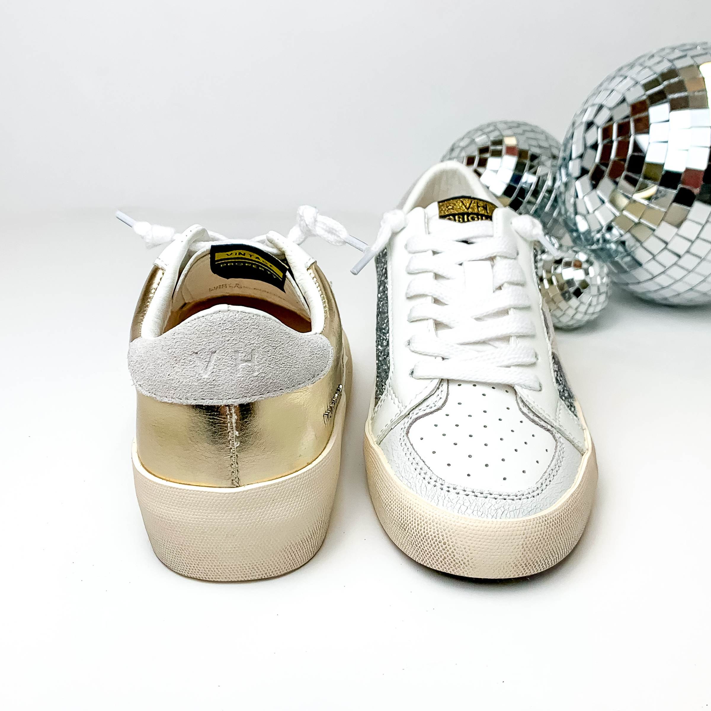 Vintage Havana | Libby Sneakers in Gold with Silver Glitter - Giddy Up Glamour Boutique