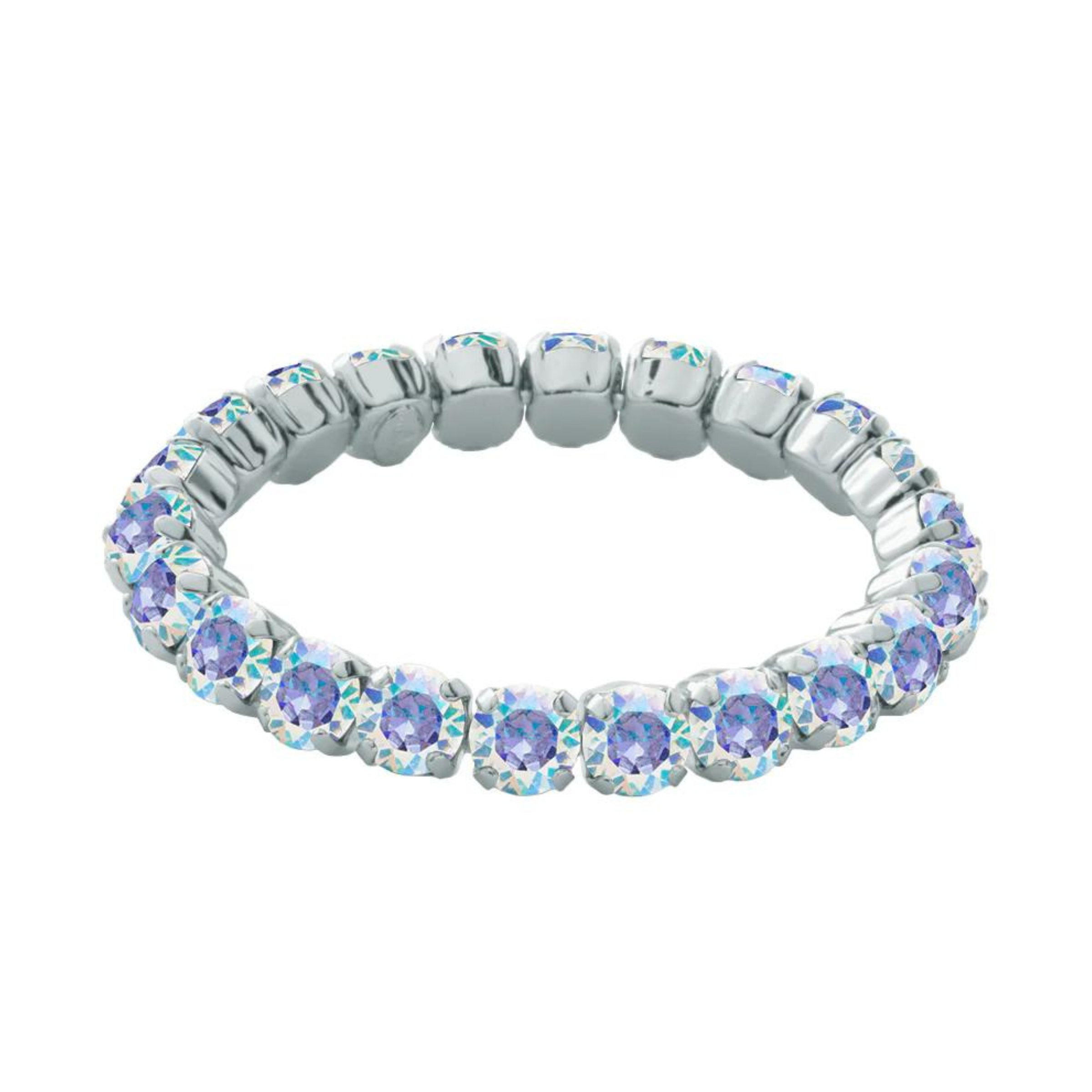 Sorrelli | Sienna Stretch Bracelet with Aurora Borealis Crystals in Palladium Silver Tone - Giddy Up Glamour Boutique