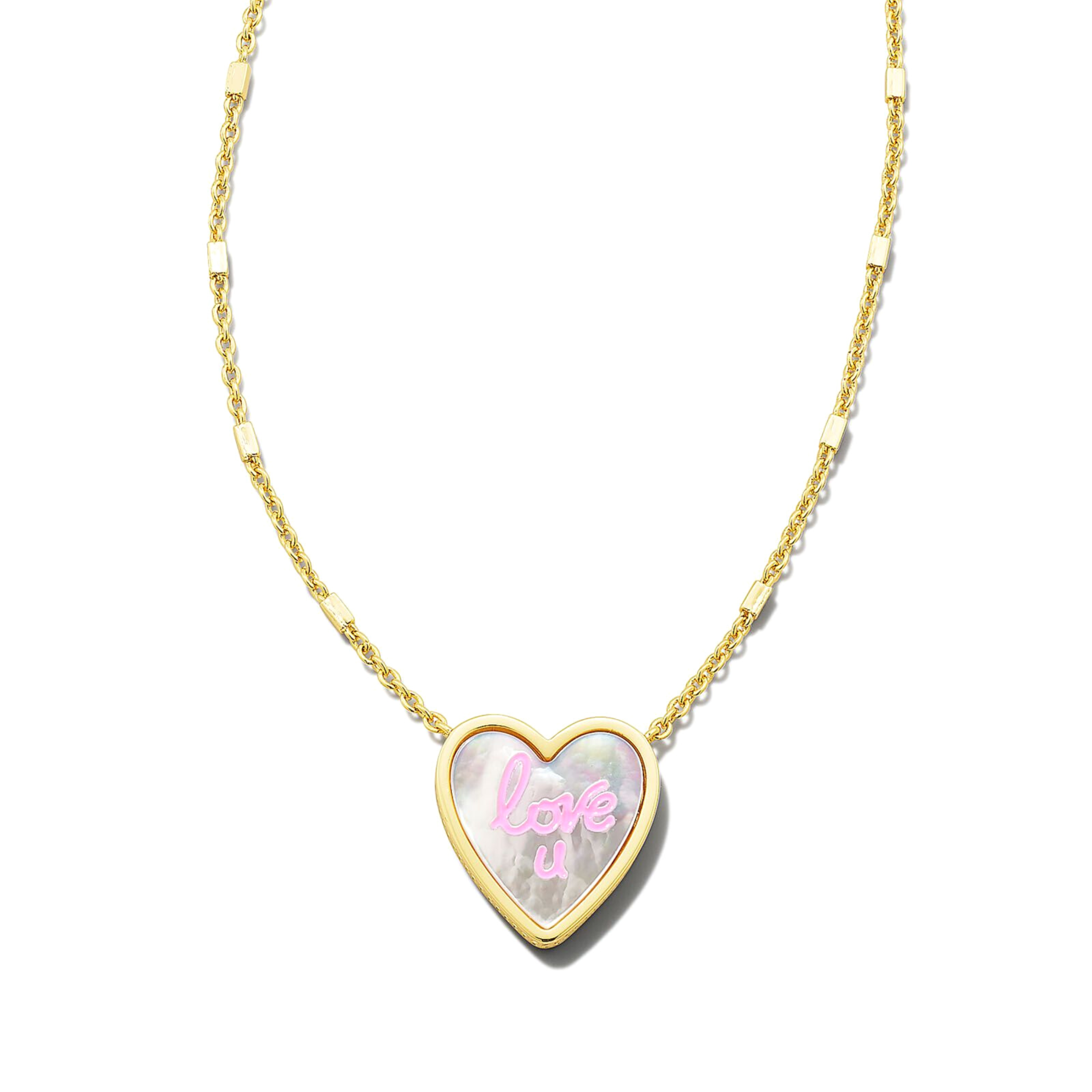 Kendra Scott | Love U Heart Gold Pendant Necklace in Ivory Mother-of-Pearl - Giddy Up Glamour Boutique