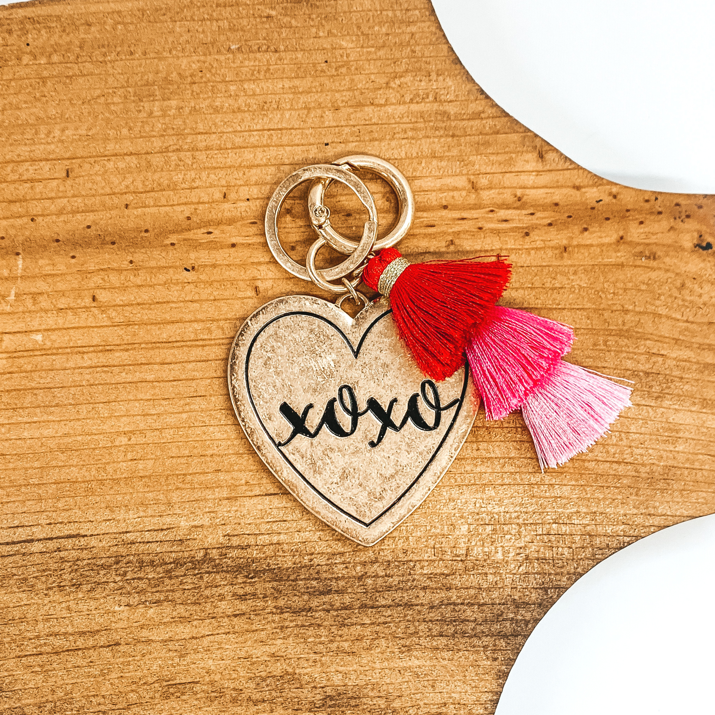 Heart Pendant Key Chain in Mix of Pinks - Giddy Up Glamour Boutique