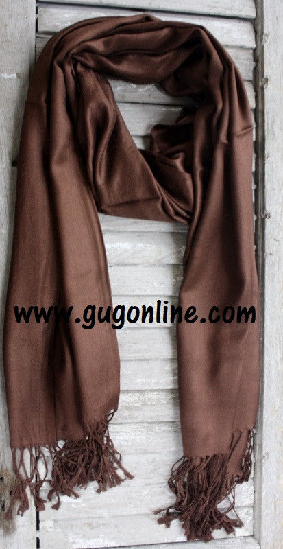 Solid Brown Pashmina Scarf - Giddy Up Glamour Boutique