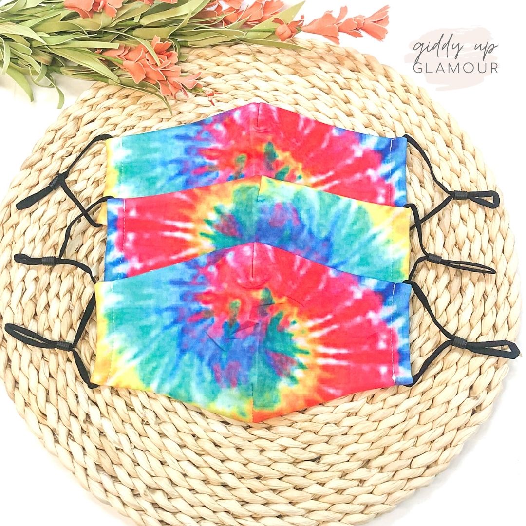 All the Good Vibes Tie Dye Face Covering - Giddy Up Glamour Boutique